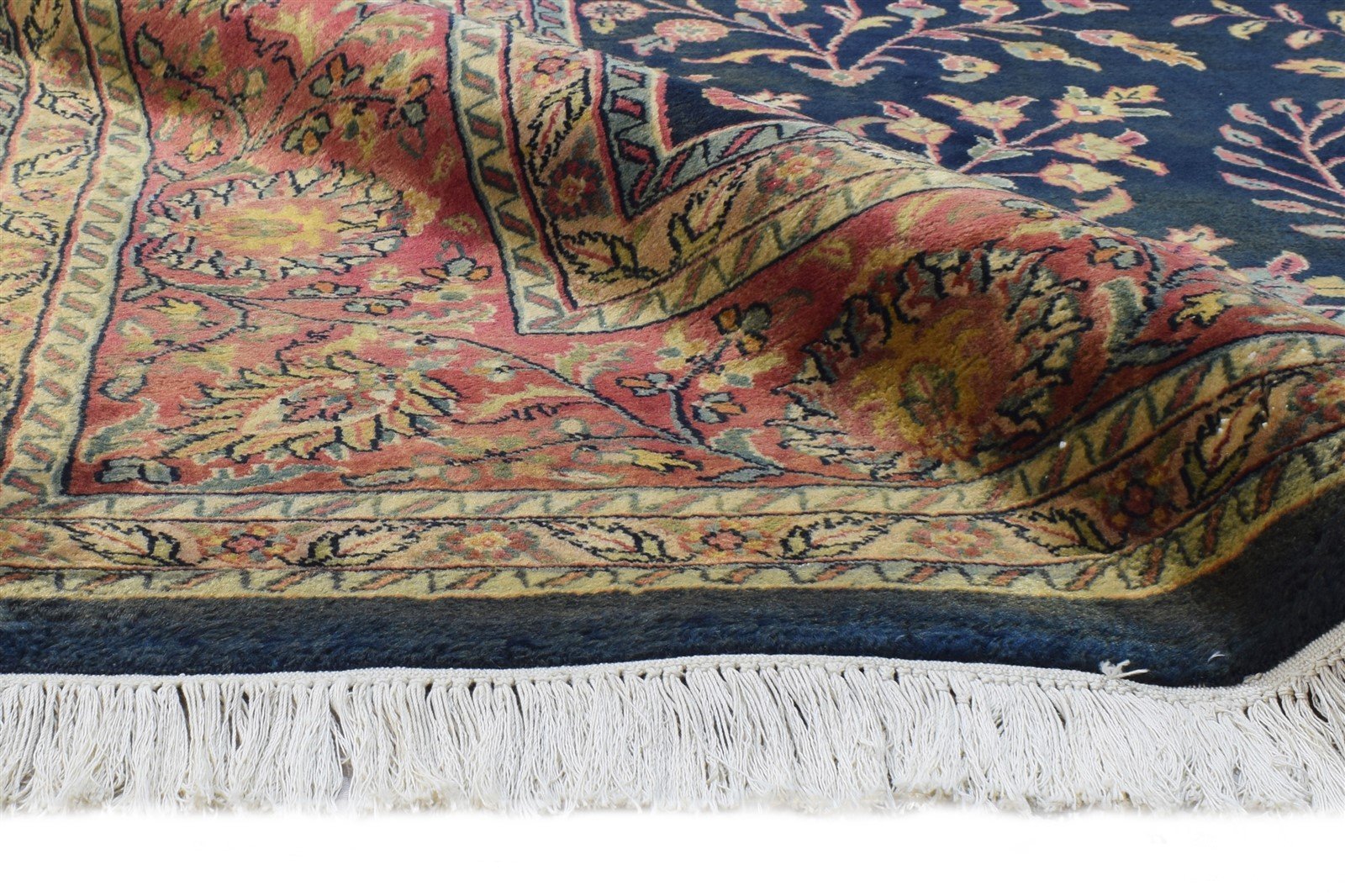 Blue Wool Rug 8' X 11' Persian Hand Knotted Sarouk-Indian Oriental Large Carpet   7865124487317