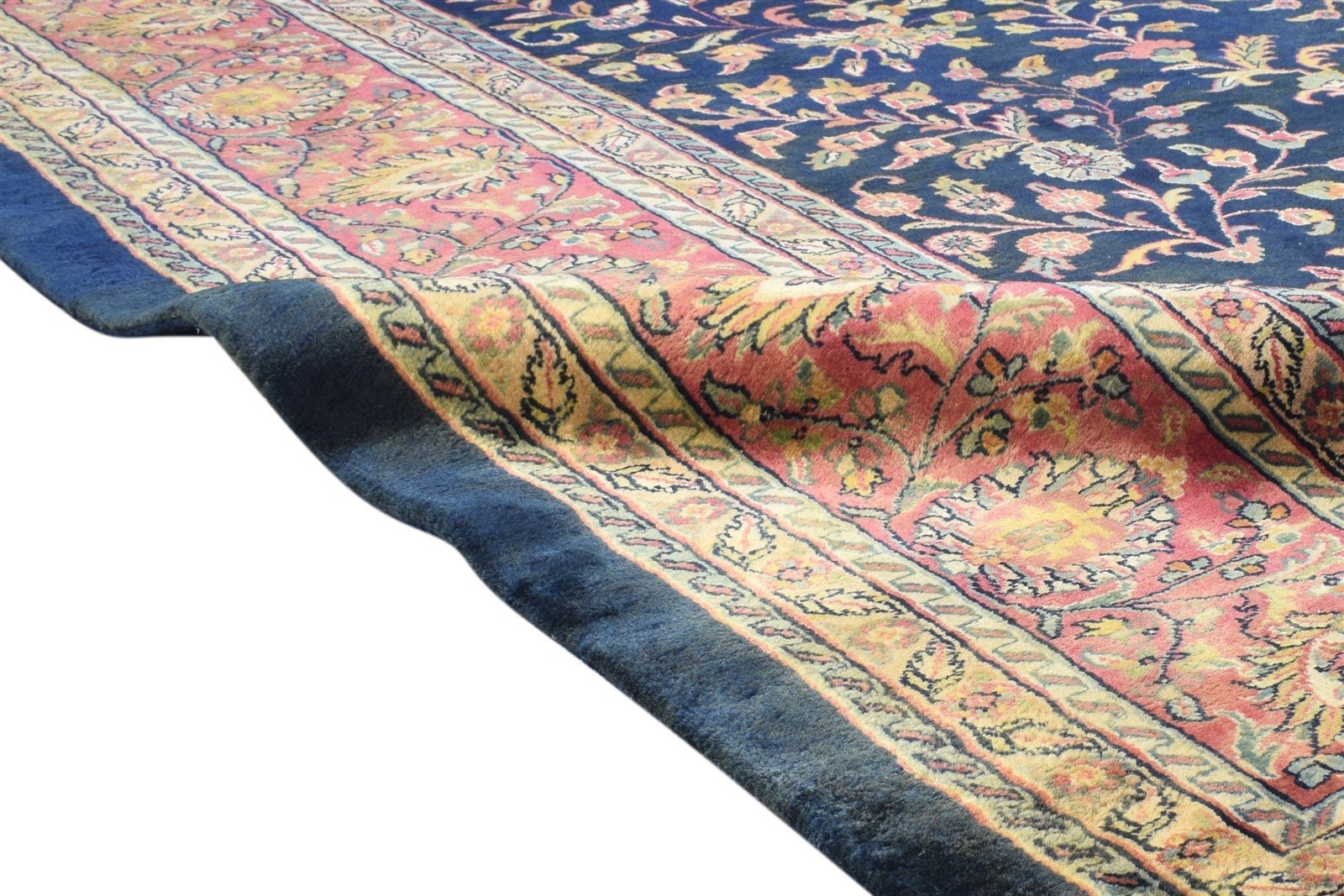 Blue Wool Rug 8' X 11' Persian Hand Knotted Sarouk-Indian Oriental Large Carpet   7865124487317