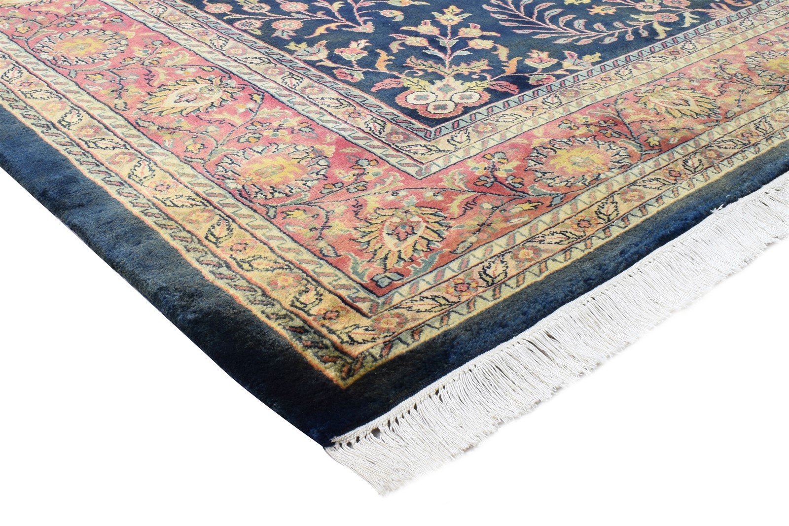 Blue Wool Rug 8' X 11' Persian Hand Knotted Sarouk-Indian Oriental Large Carpet   7865124487317