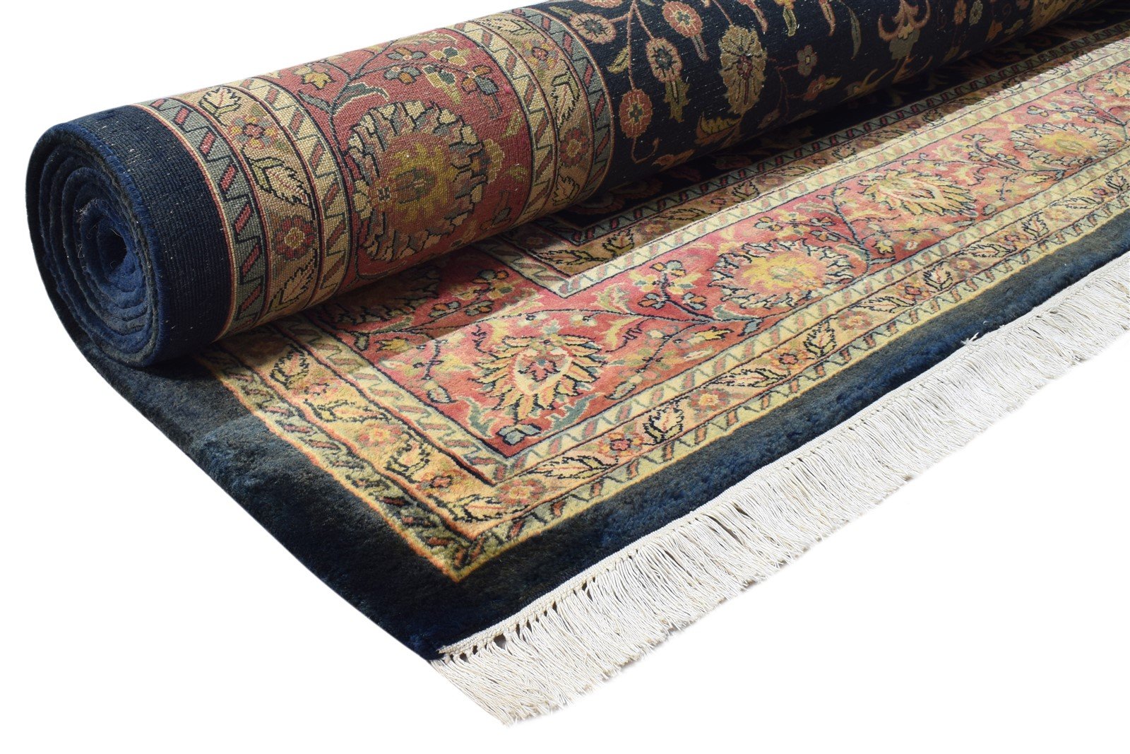 Blue Wool Rug 8' X 11' Persian Hand Knotted Sarouk-Indian Oriental Large Carpet   7865124487317