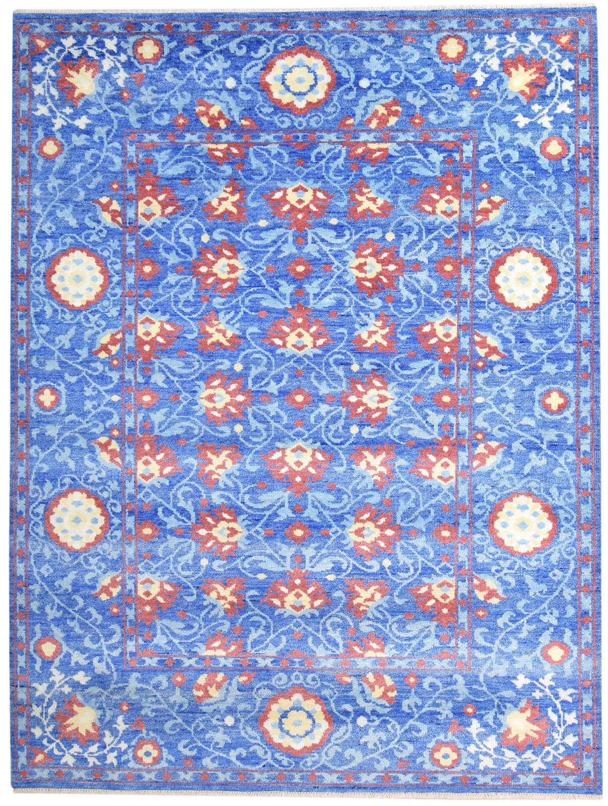 Blue Wool Rug 9' X 12' Persian Hand Knotted Mughal Oriental Extra Large Carpet   7864965791893