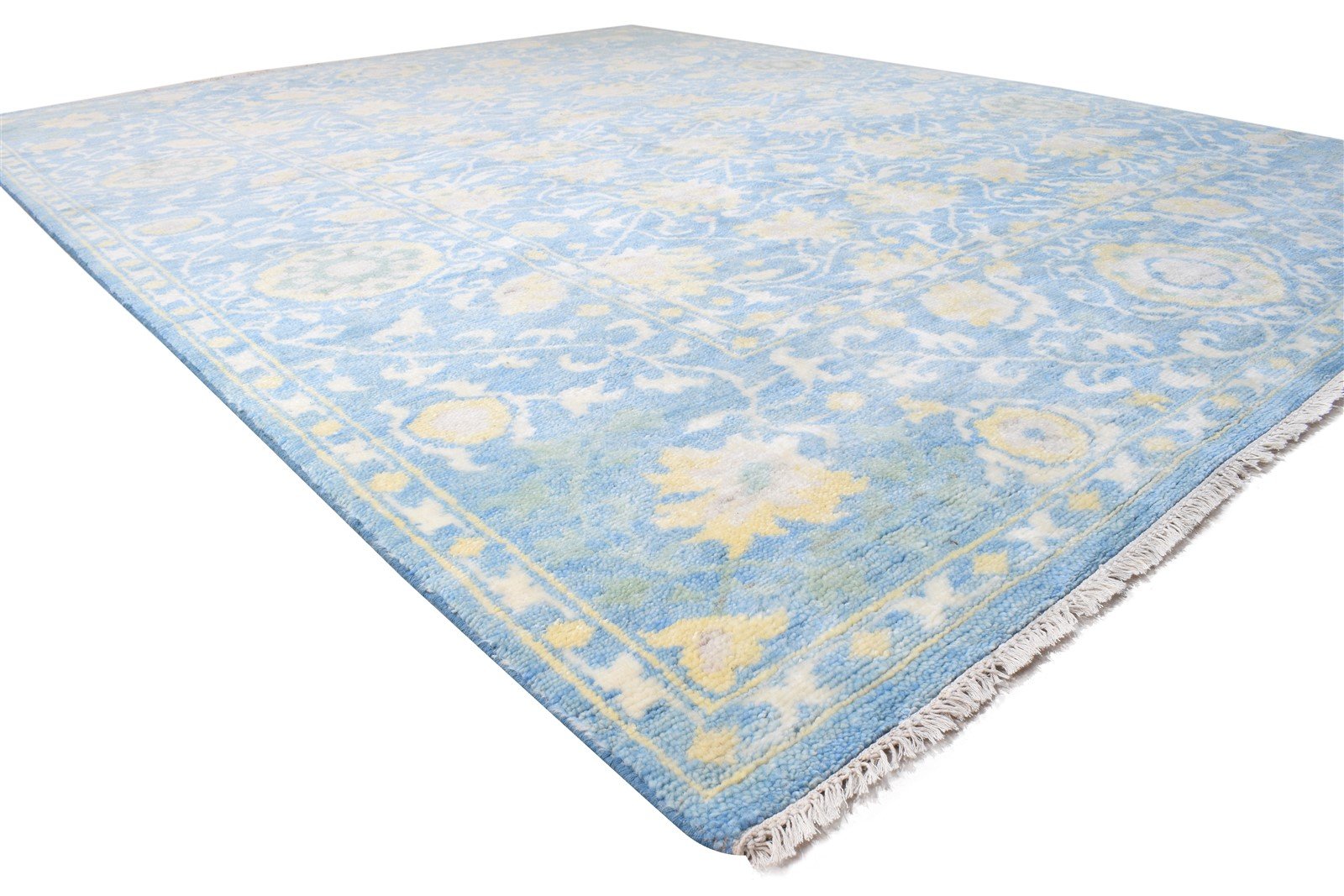 Blue Wool Rug 9' X 12' Persian Hand Knotted Oushak Oriental Extra Large Carpet   7864969658517