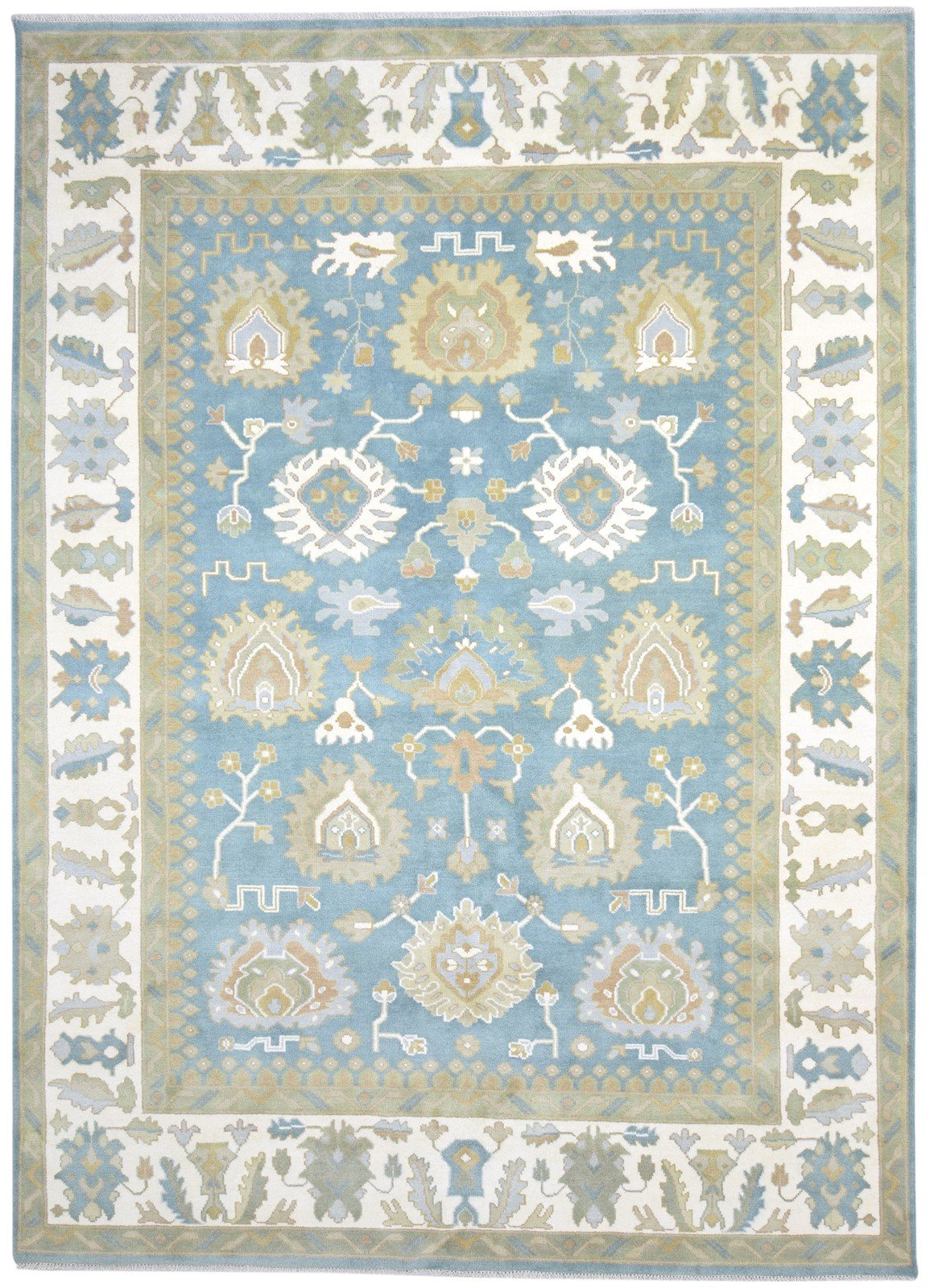 Blue Wool Rug 9' X 12' Persien Hand Knotted Oushak Oriental Large Carpet   7864327536789