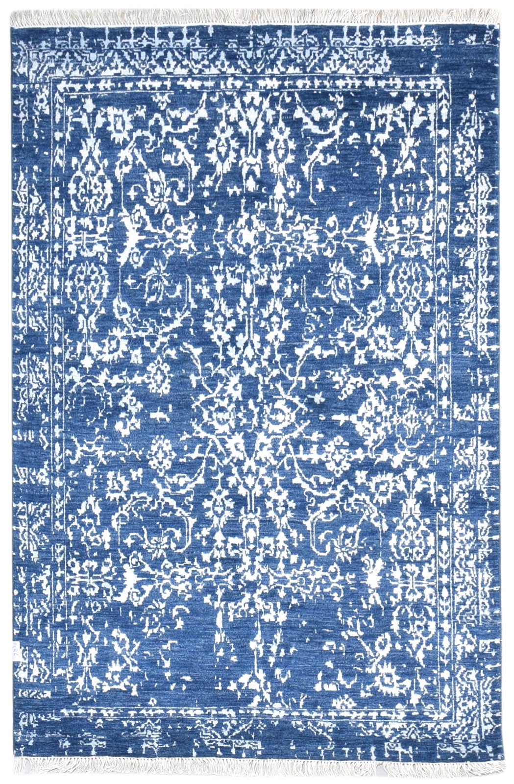 Blue Wool / Silk Rug 4X6 Modern Hand Knotted Oriental Abstract Room Size Carpet   7865148932245