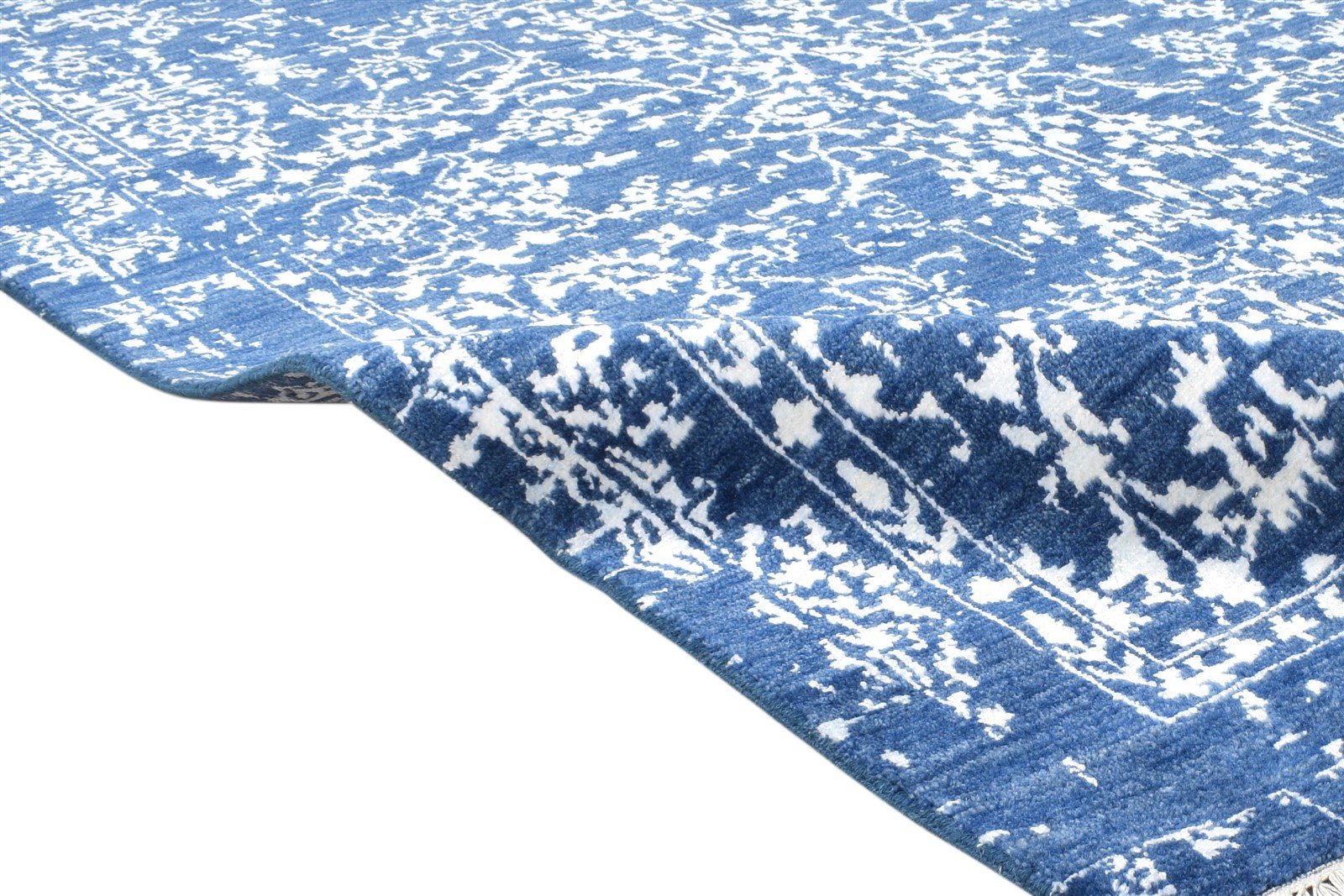 Blue Wool / Silk Rug 4X6 Modern Hand Knotted Oriental Abstract Room Size Carpet   7865148932245