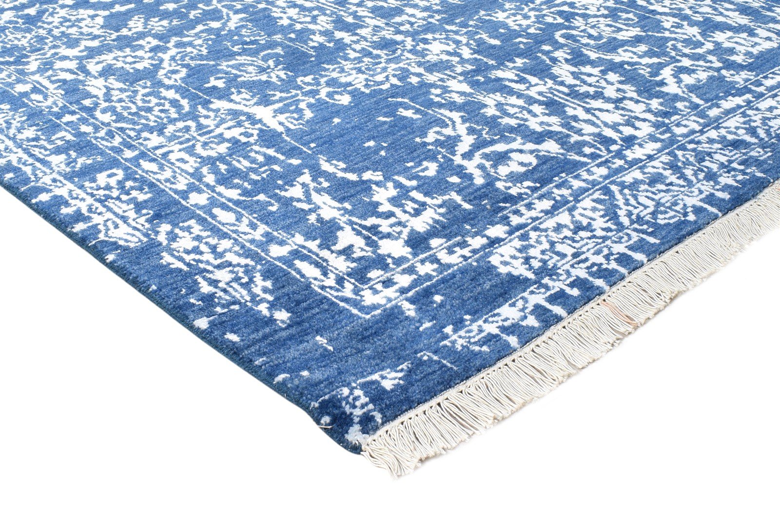 Blue Wool / Silk Rug 4X6 Modern Hand Knotted Oriental Abstract Room Size Carpet   7865148932245