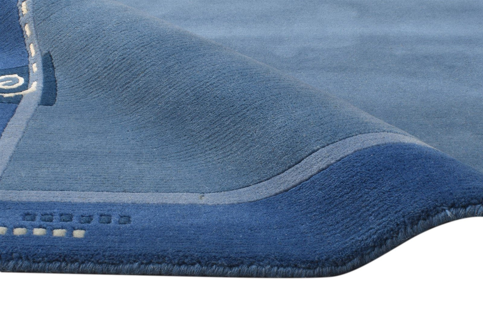 Blue Wool / Silk Rug 4X6 Modern Hand Knotted Scandinavian Bordered Room Size   7865108856981