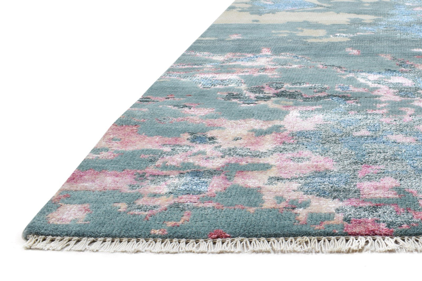 Blue Wool / Silk Rug 5X8 Modern Hand Knotted French Abstract Room Size Carpet   7864977326229