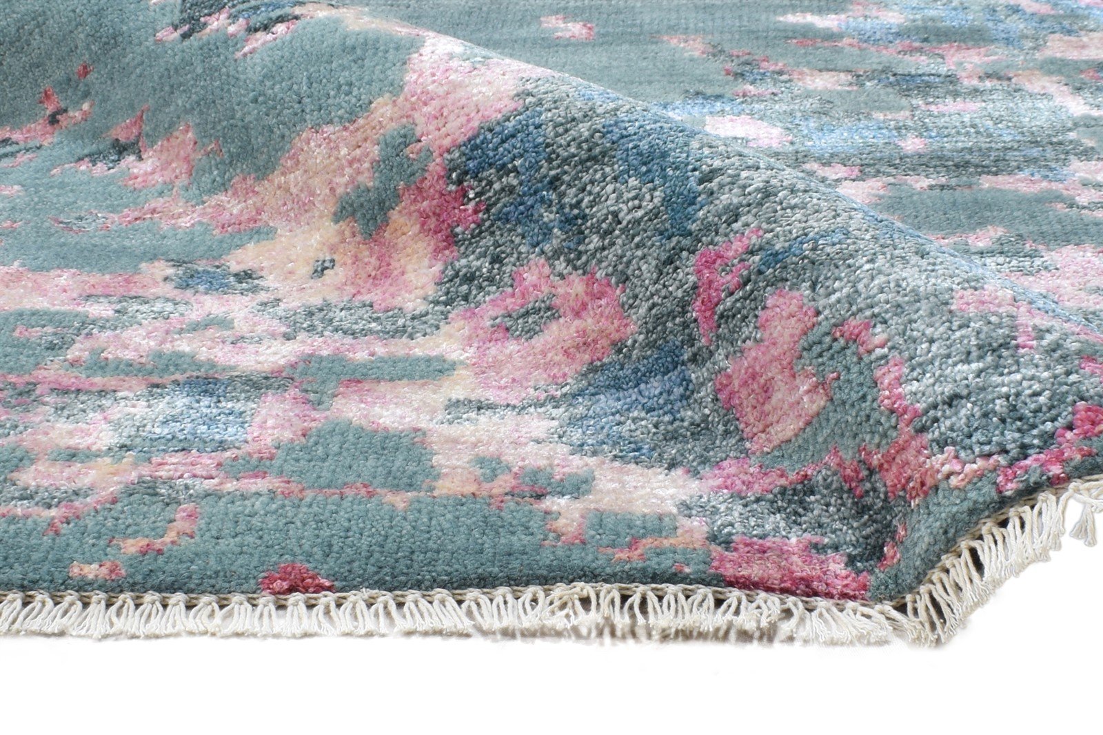 Blue Wool / Silk Rug 5X8 Modern Hand Knotted French Abstract Room Size Carpet   7864977326229