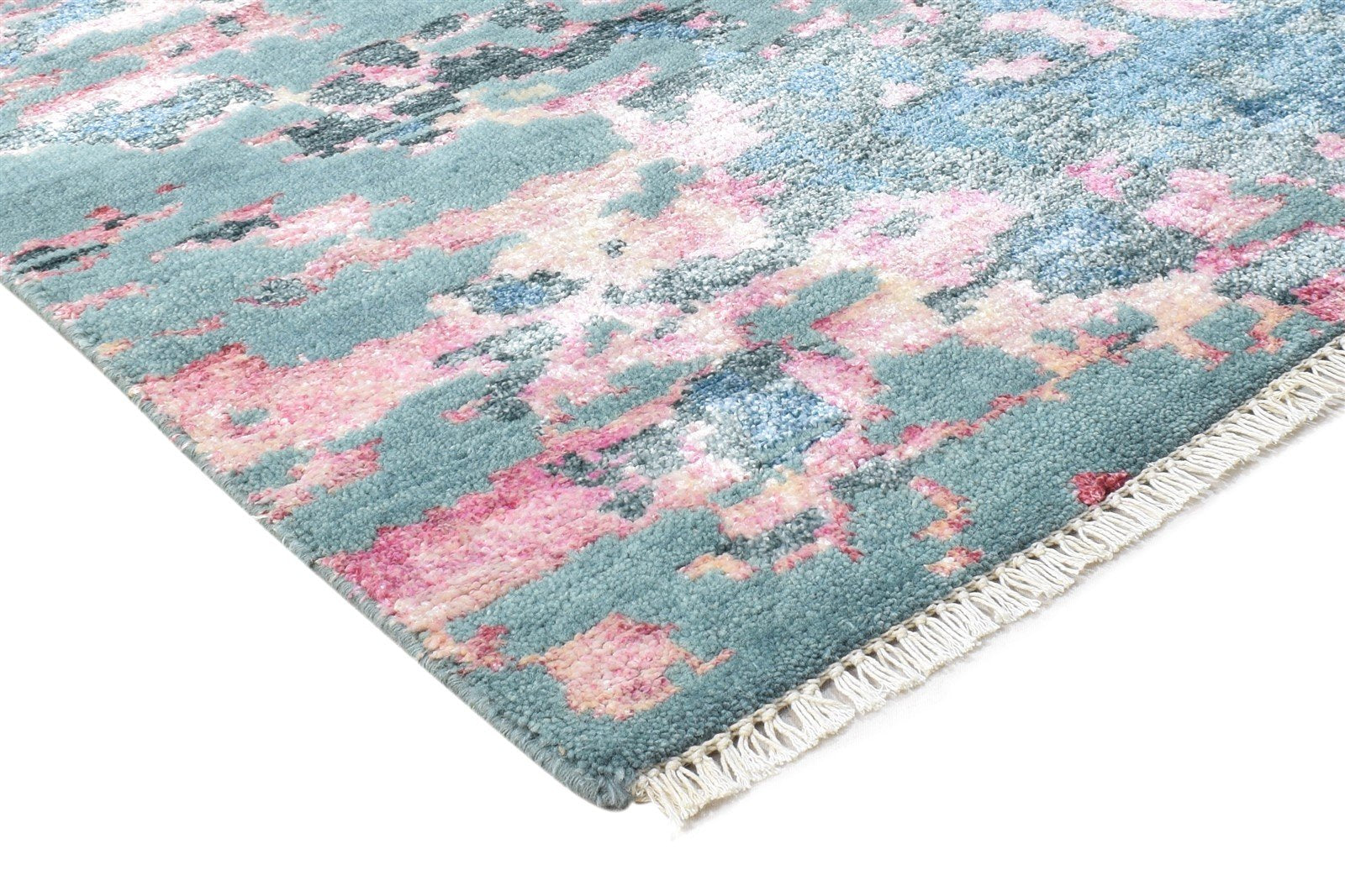 Blue Wool / Silk Rug 5X8 Modern Hand Knotted French Abstract Room Size Carpet   7864977326229