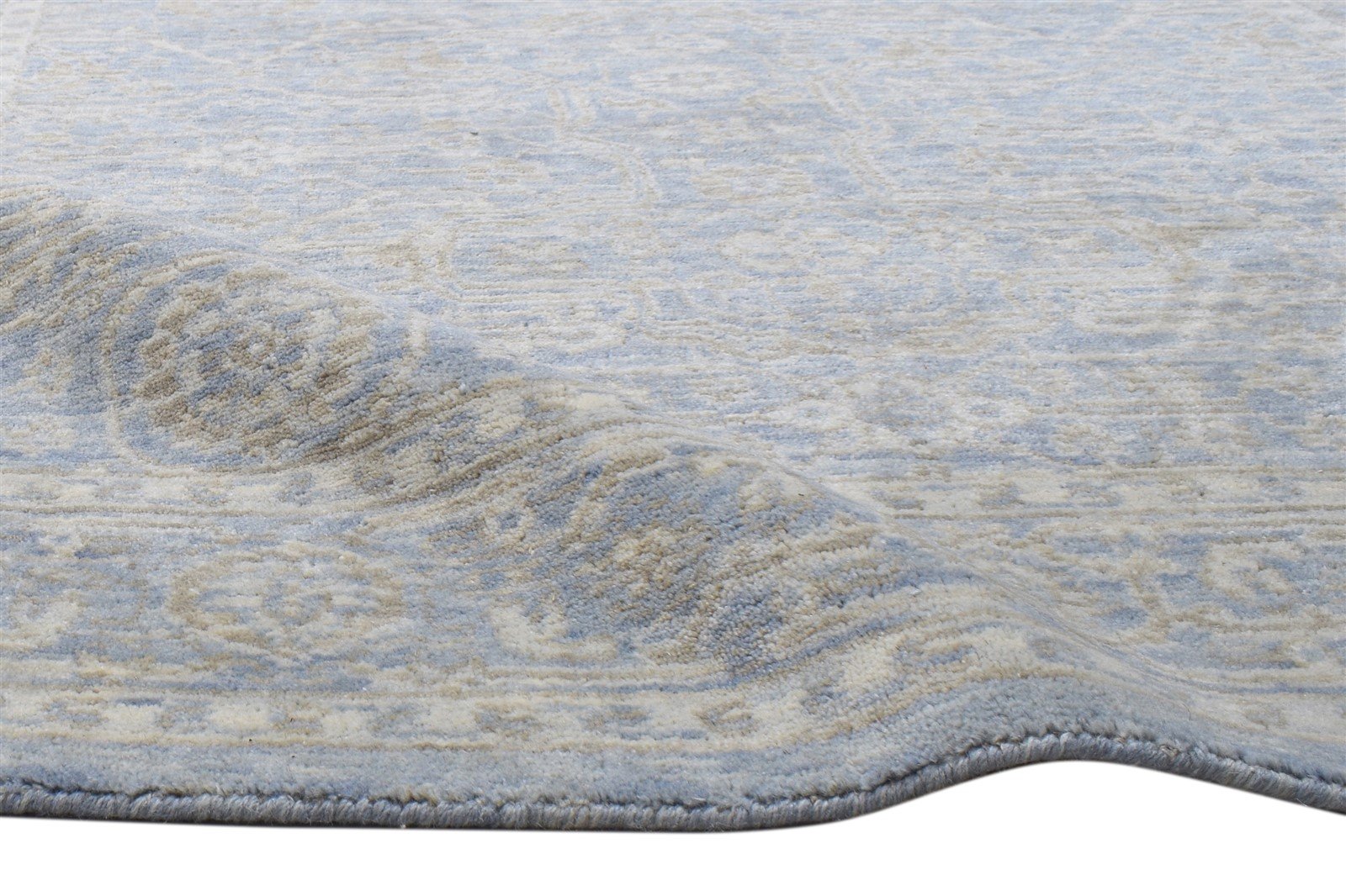 Blue Wool Silk Rug 5X8 Modern Jacquard Loom Oushak Oriental Room Size Carpet   7864145379477