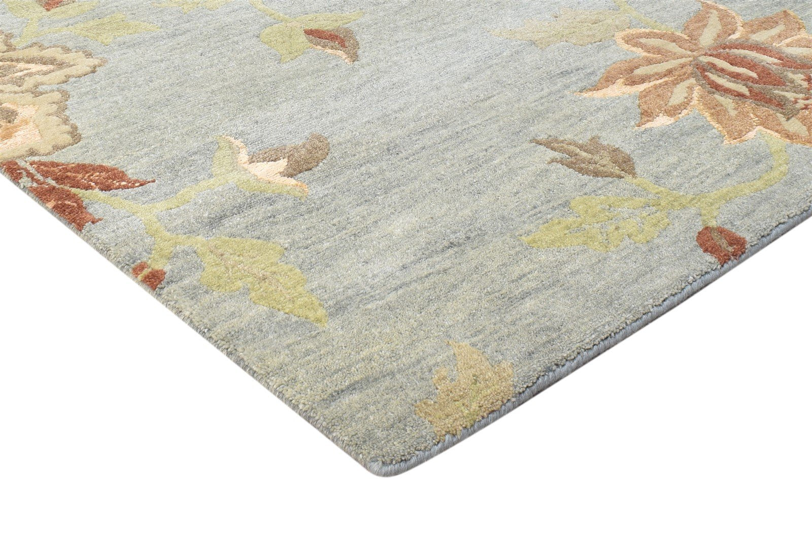 Blue Wool / Silk Rug 6' X 9' Modern Hand Knotted French Floral Room Size Carpet   7865097355413