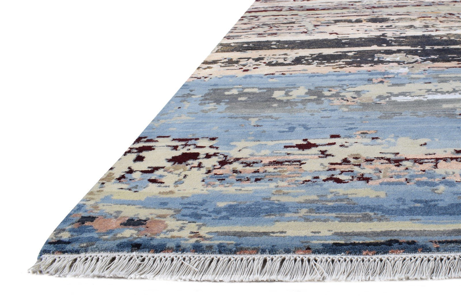 Blue Wool / Silk Rug 9X12 Modern Hand Knotted American Abstract Extra Large   7864618025109