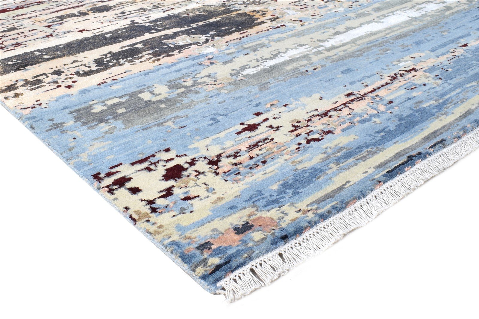 Blue Wool / Silk Rug 9X12 Modern Hand Knotted American Abstract Extra Large   7864618025109