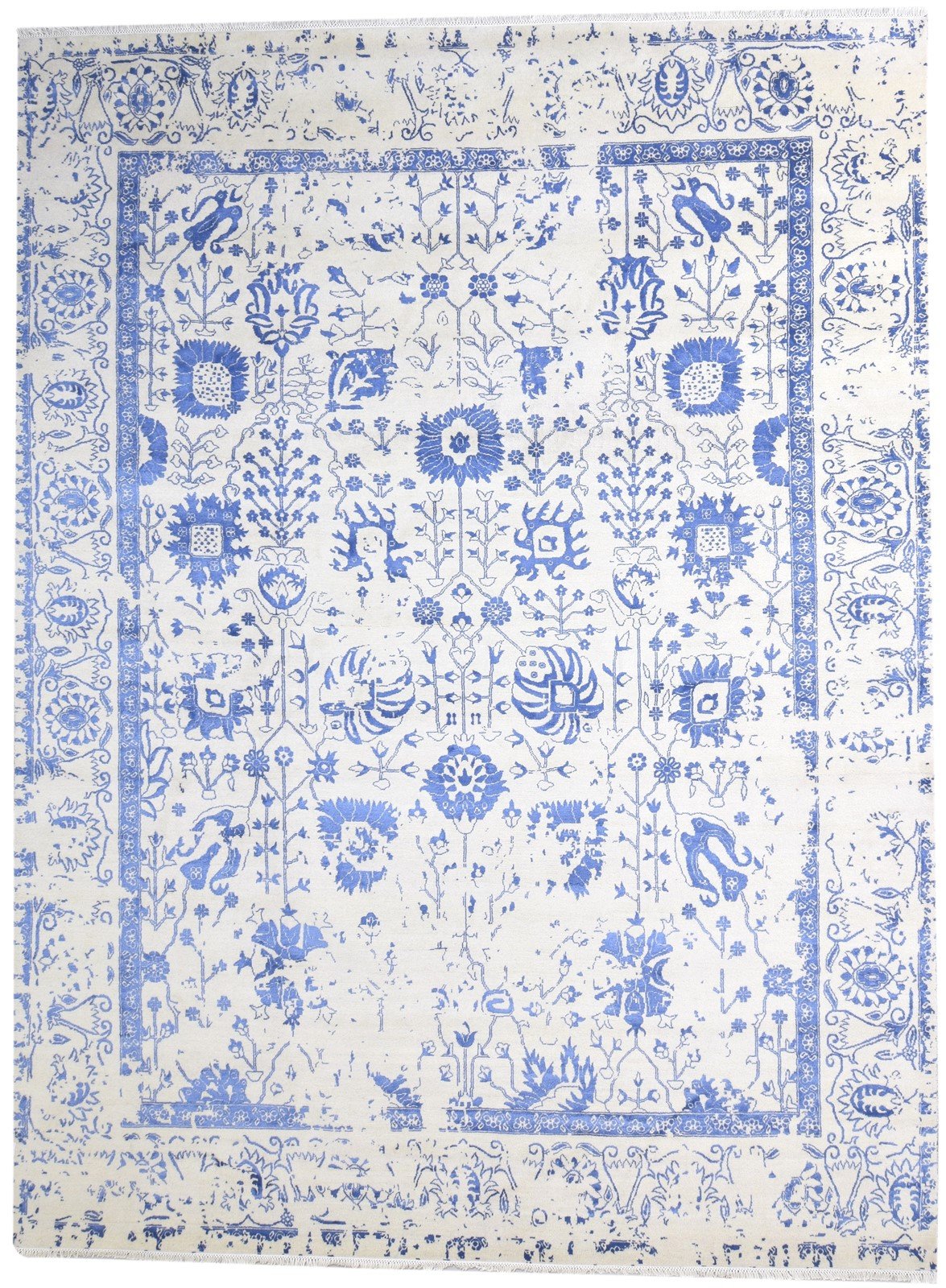 Blue Wool / Silk Rug 9X12 Persian Hand Knotted Oushak Oriental Extra Large   7864614060181
