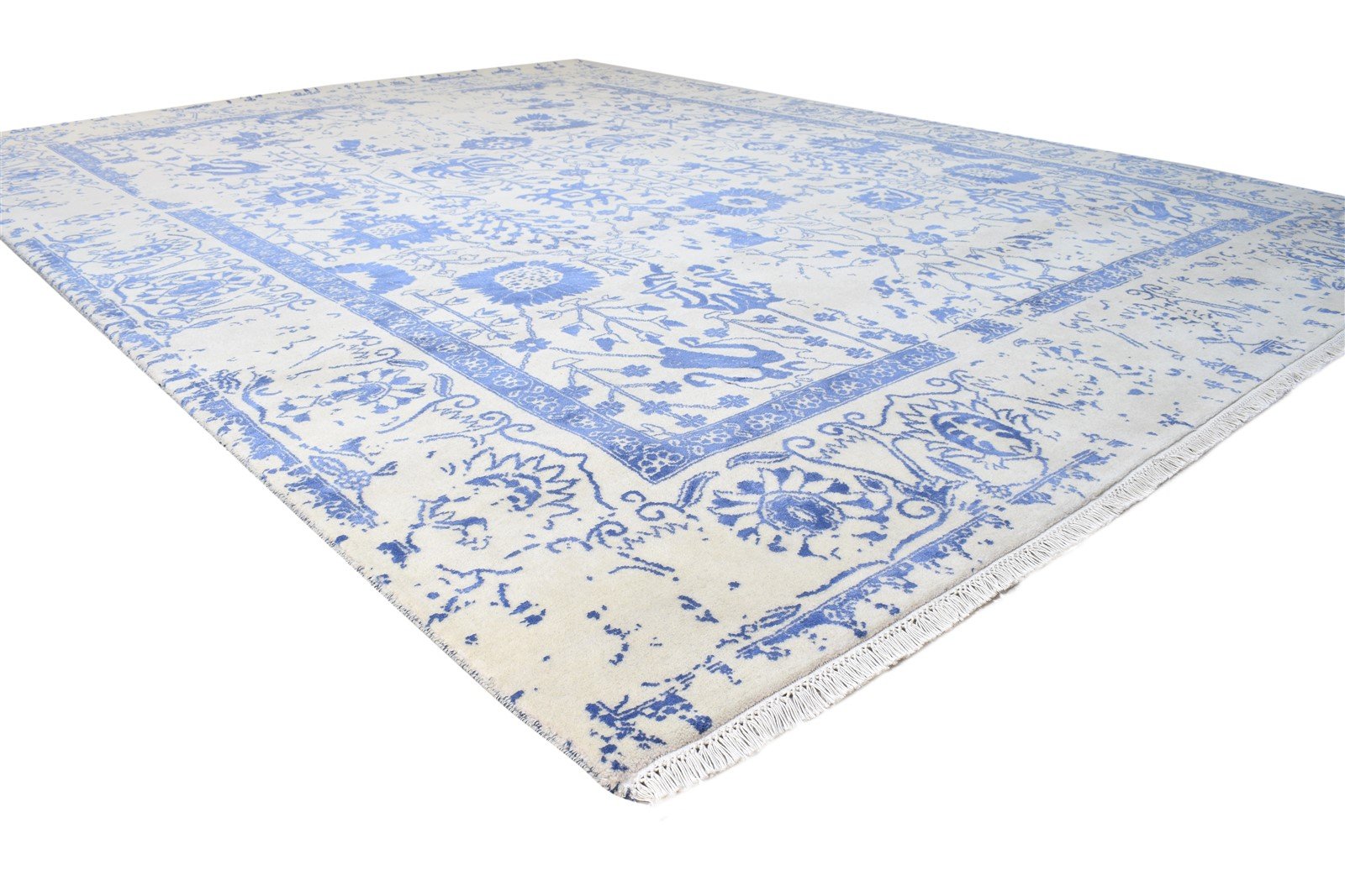 Blue Wool / Silk Rug 9X12 Persian Hand Knotted Oushak Oriental Extra Large   7864614060181