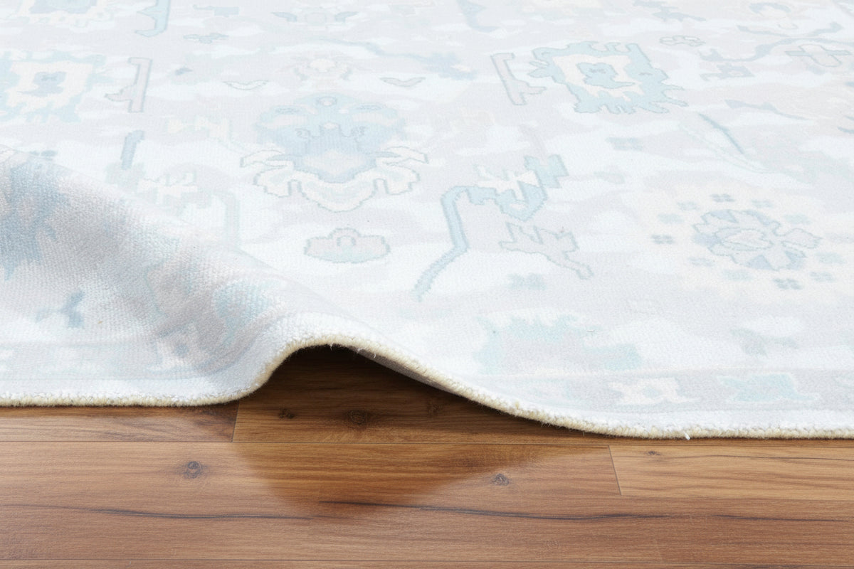 Botanical Oushak Handmade Creamy Ivory Area Rug – Modern Classic Persian Style   9170564022421