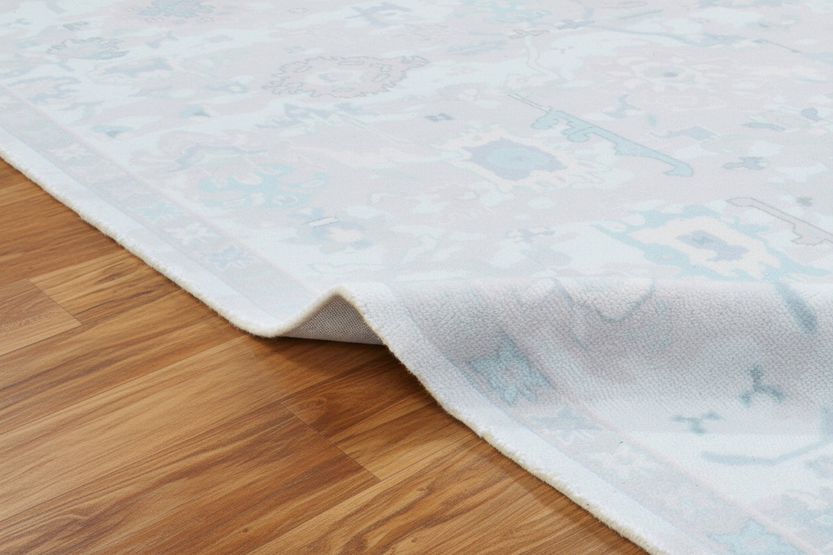 Botanical Oushak Handmade Creamy Ivory Area Rug – Modern Classic Persian Style   9170564022421