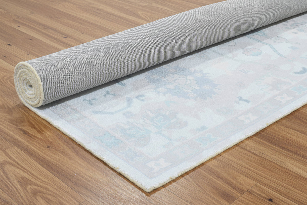 Botanical Oushak Handmade Creamy Ivory Area Rug – Modern Classic Persian Style   9170564022421