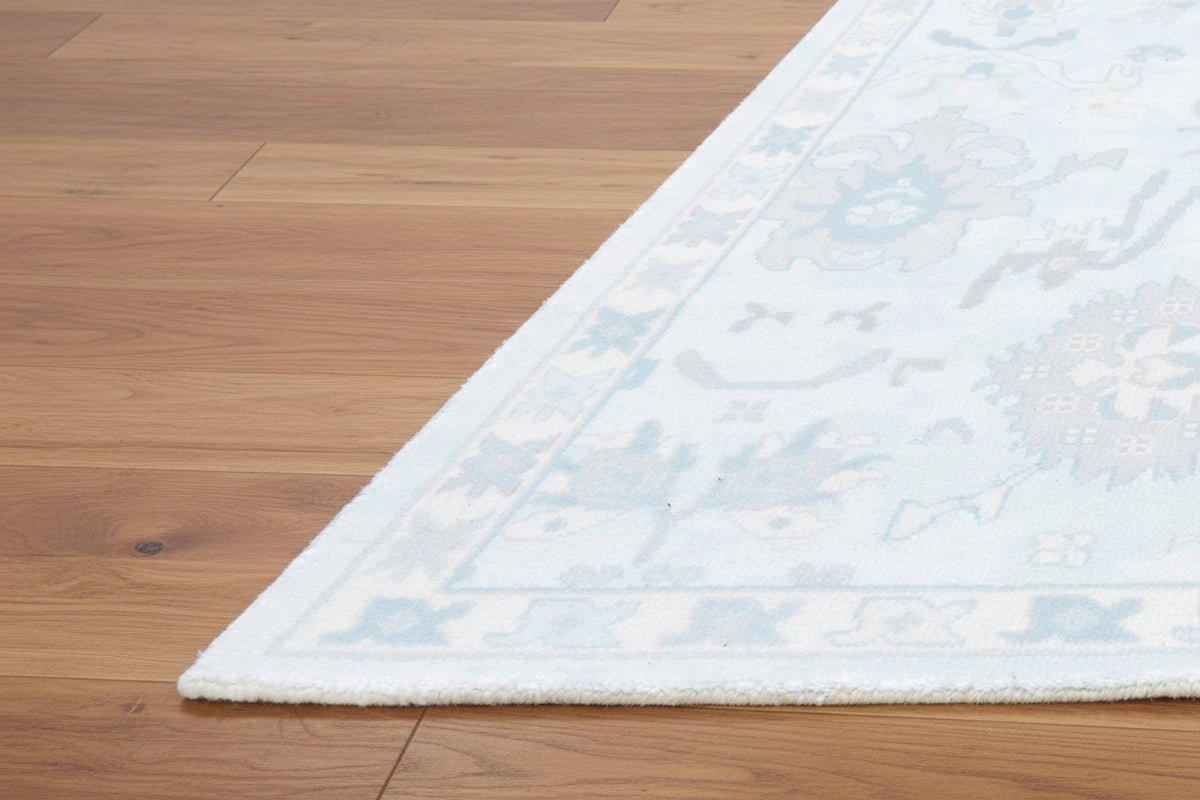 Botanical Oushak Handmade Sky Blue Area Rug – Modern Classic Persian Style   9175411261589