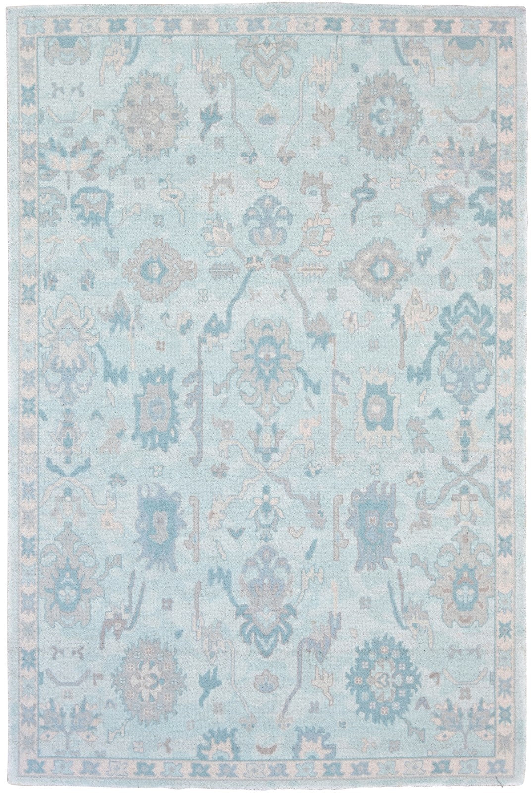 Botanical Oushak Handmade Sky Blue Area Rug – Modern Classic Persian Style   9175411261589