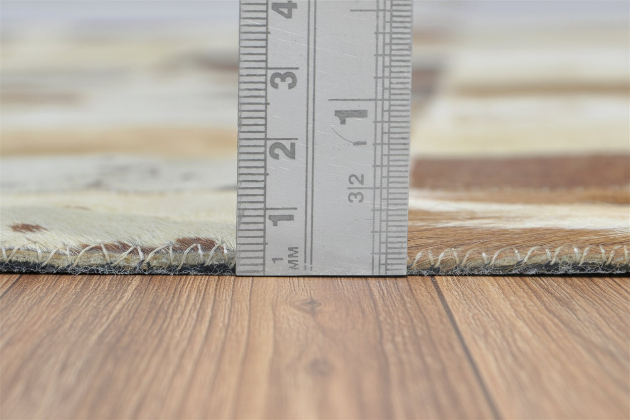 Brittaney Handmade Leather Checkerboard Brown Rug | Modern Checkered Blocks Patchwork Rug   7864581193877