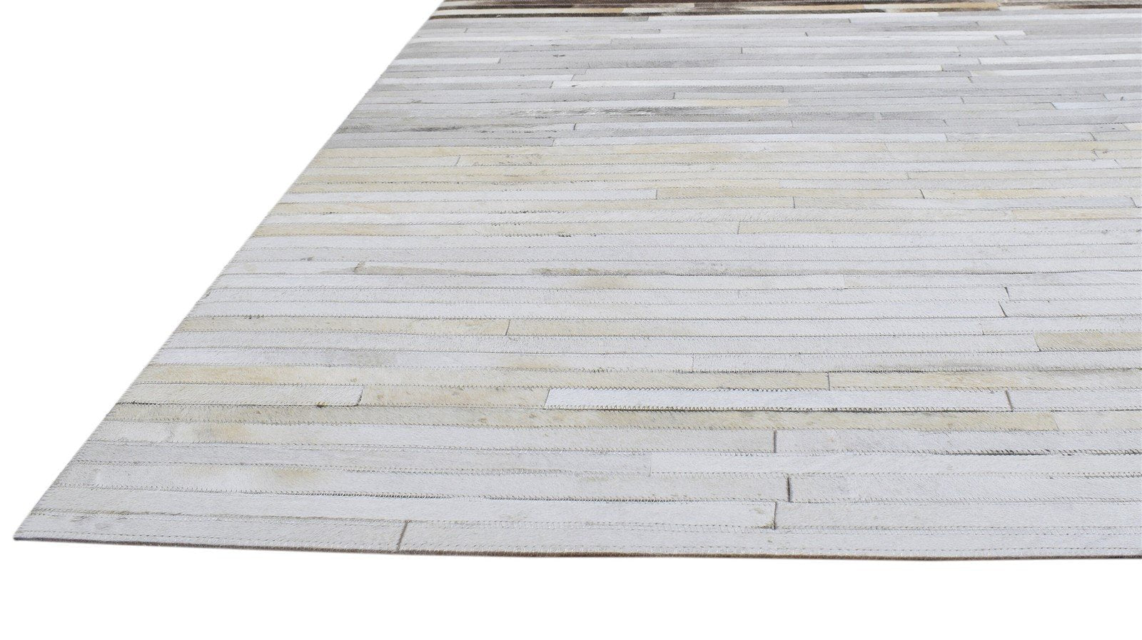 Brown / Gray Striped Leather Rug, Cowhide Rug, Patchwork Rug, Large Modern Area Rug Carpet   8620216189077