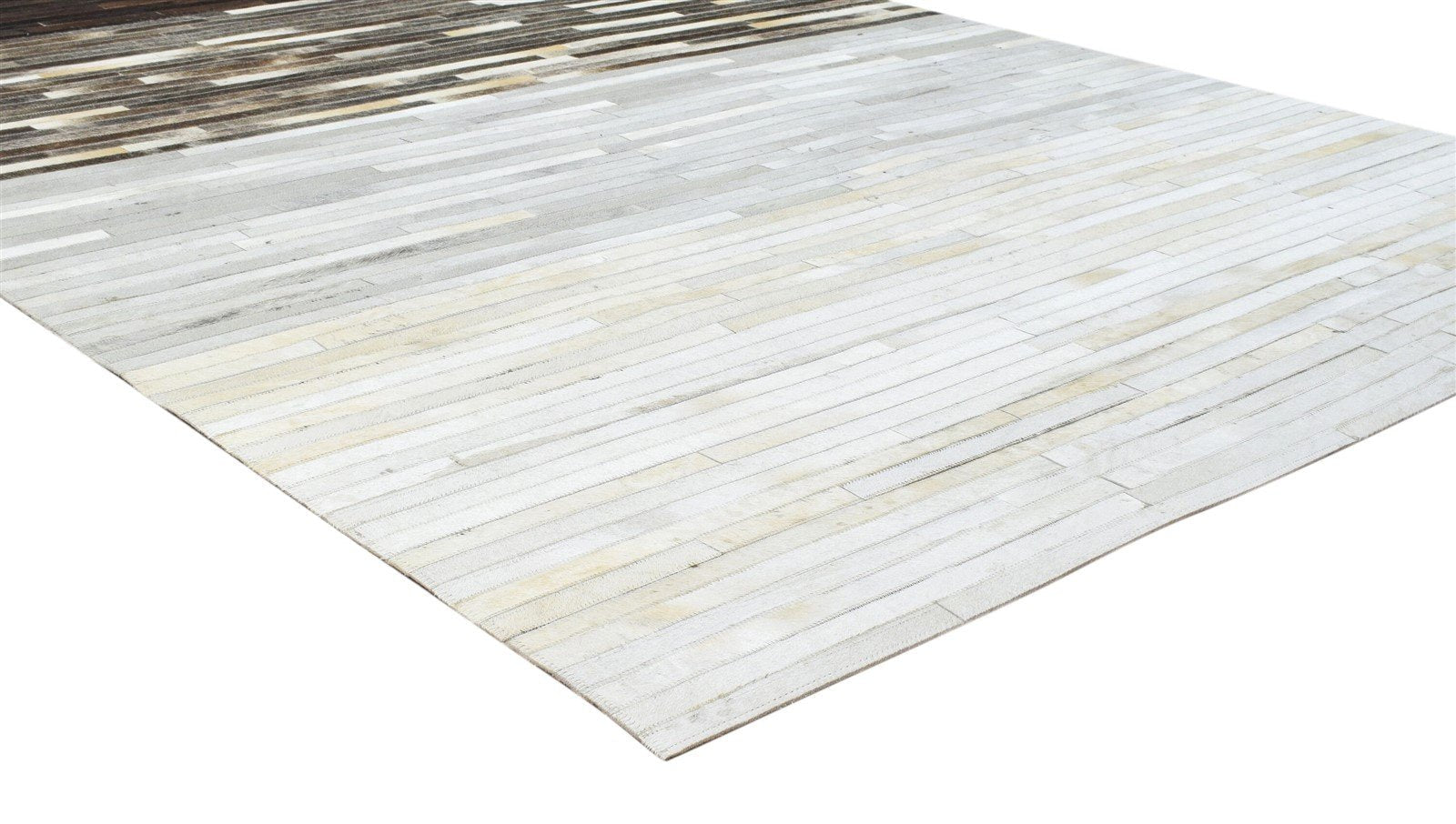 Brown / Gray Striped Leather Rug, Cowhide Rug, Patchwork Rug, Large Modern Area Rug Carpet   8620216189077