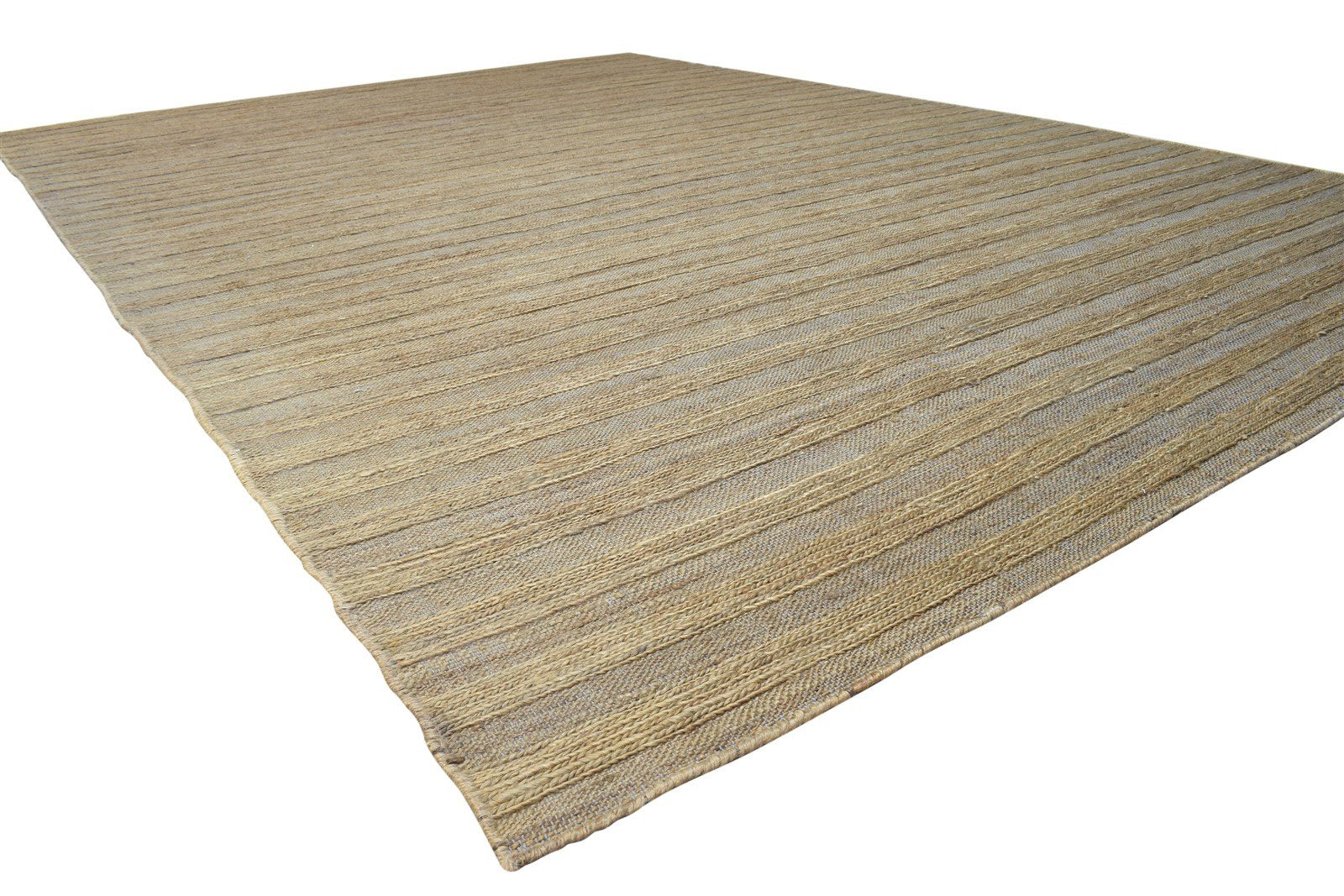 Brown Jute Rug 9' X 12' Modern Braided Scandinavian Striped Large Carpet   7864788484245