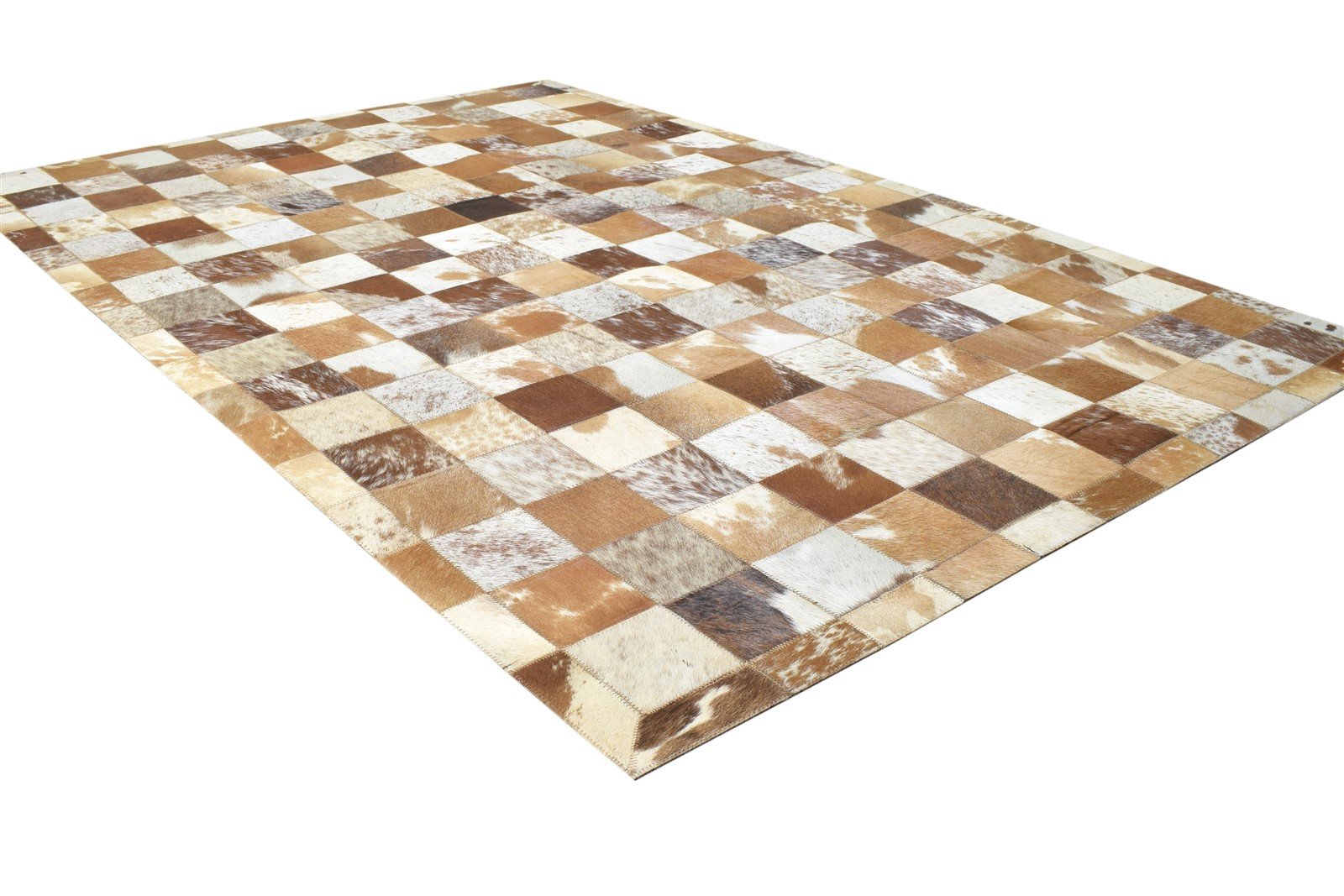 Brown Leather Rug 4X6 Modern Flatweave Scandinavian Geometric Room Size Carpet   7864581488789
