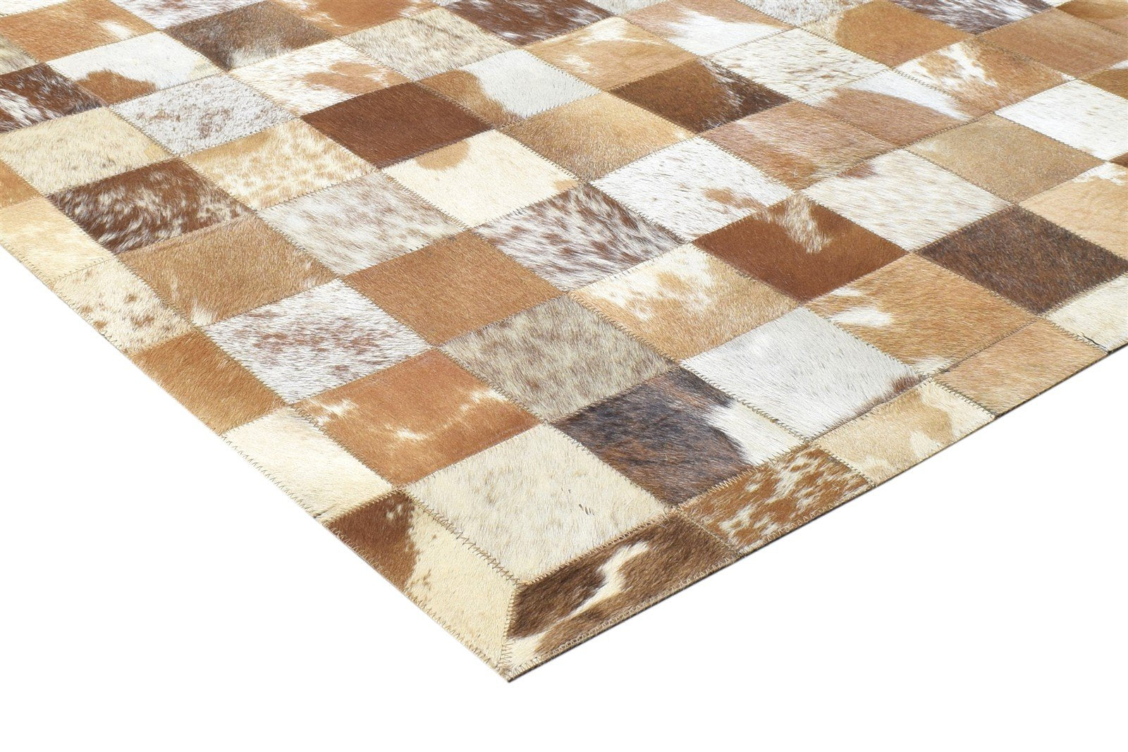 Brown Leather Rug 4X6 Modern Flatweave Scandinavian Geometric Room Size Carpet   7864581488789