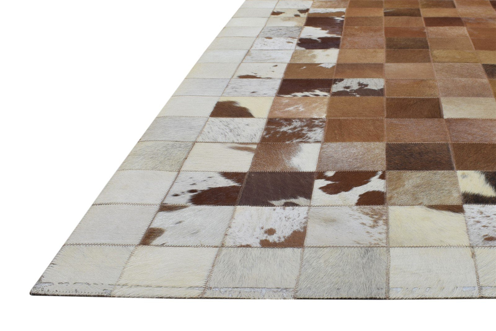 Brown Leather Rug 4X6 Modern Flatweave Scandinavian Geometric Room Size Carpet   7864582111381