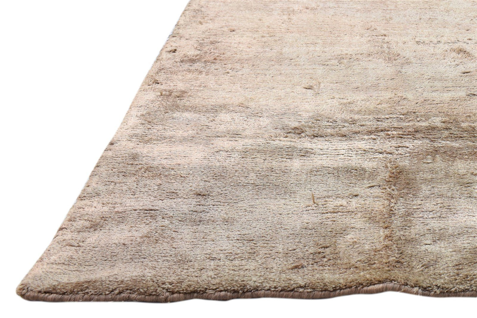 Brown Silk Rug 4' X 8' Modern Handloom Scandinavian Solid Room Size Runner   7860697563285