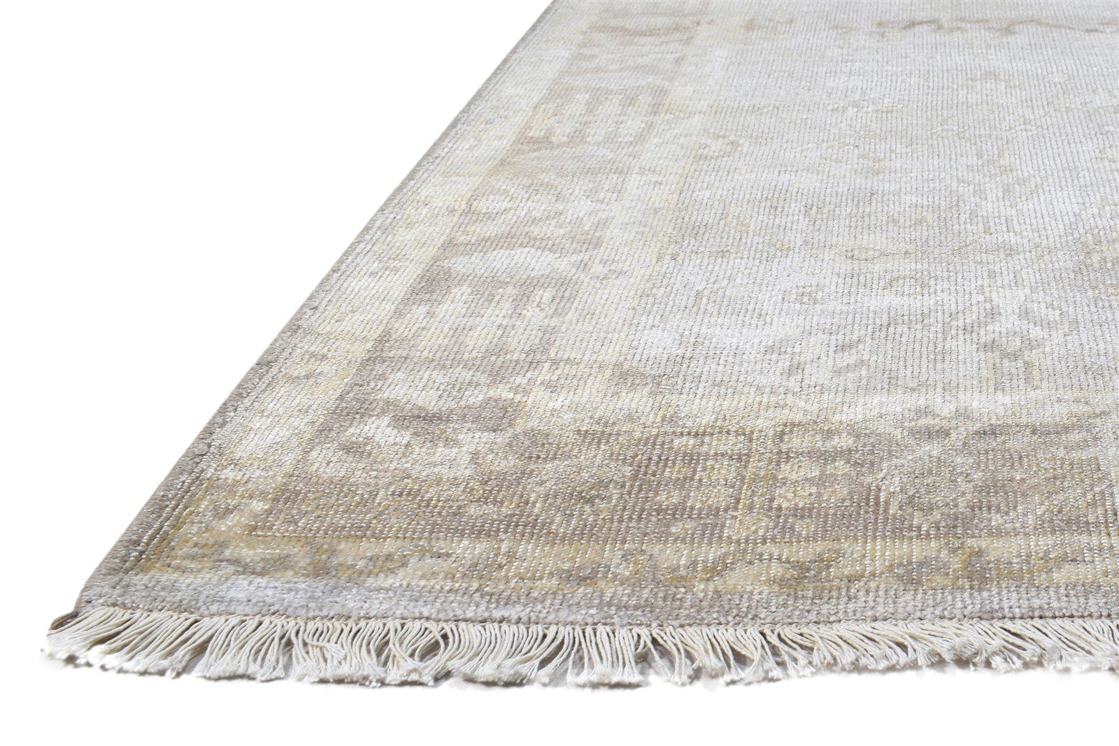 Brown Silk Rug 5' X 8' Modern Hand Knotted Kashan Bordered Room Size Carpet   7864795922581