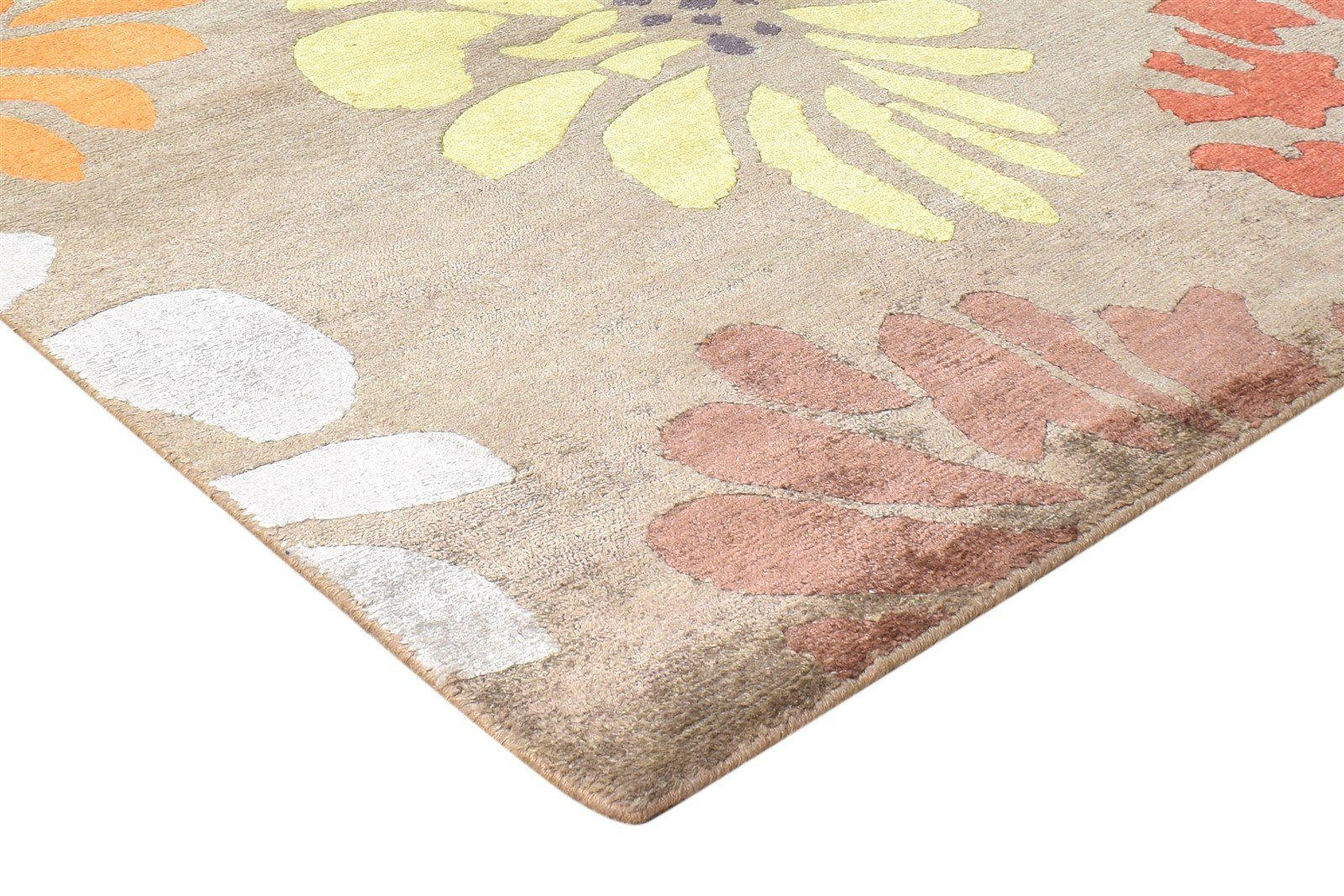 Brown Silk Rug 6' X 9' Modern Hand Knotted French Floral Room Size Carpet   7865095225493