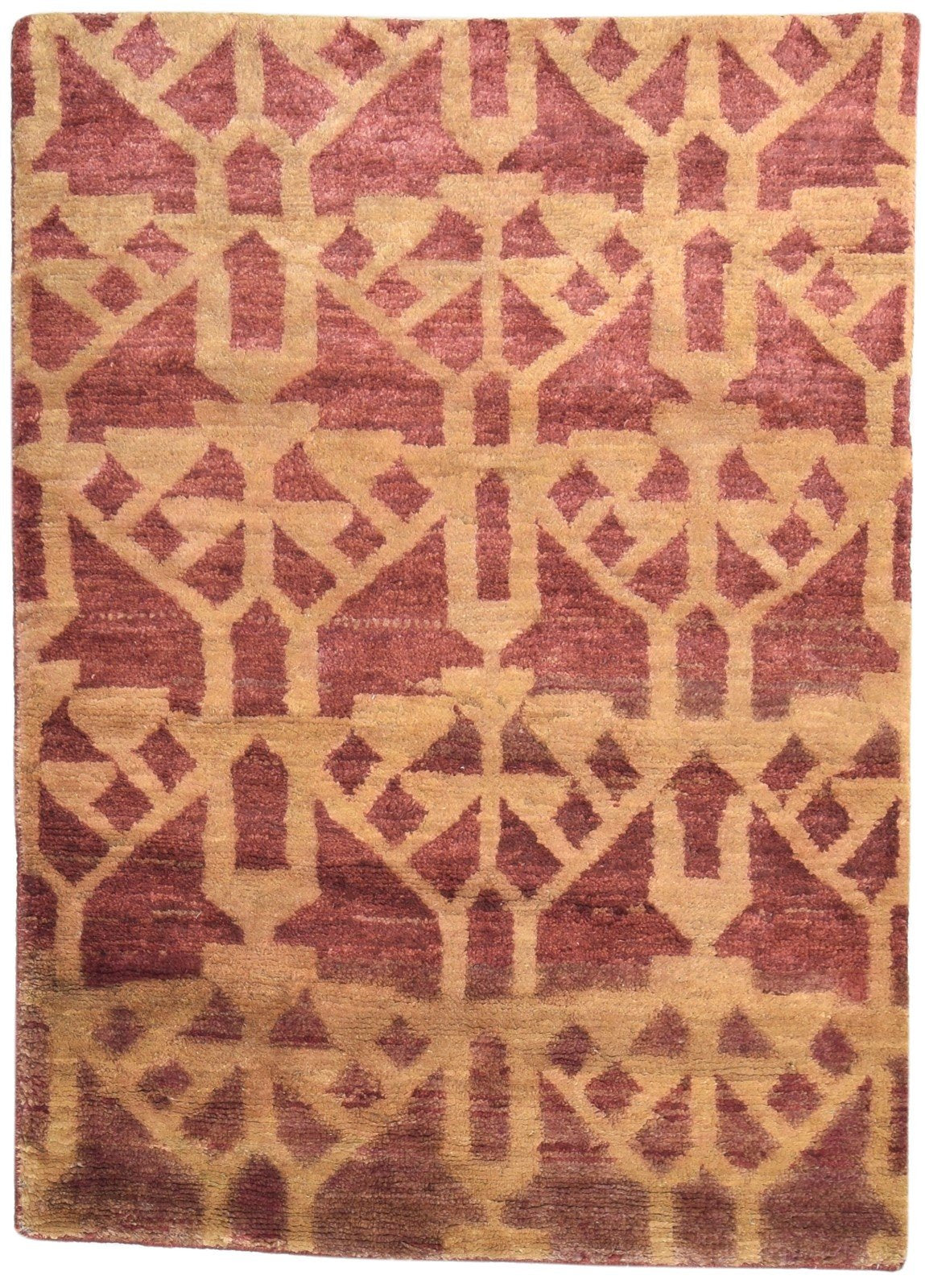 Brown Sisal Rug 5' X 6' Modern Hand Knotted Moroccan Abstract Room Size Carpet   7865075925141