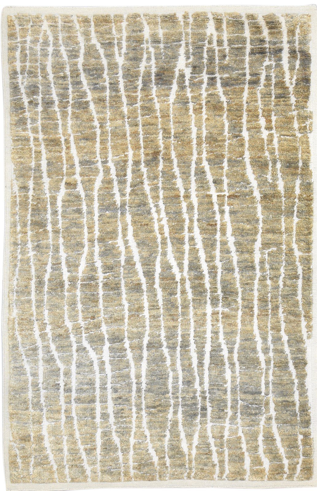 Brown Wool / Jute Rug 5X8 Modern Hand Knotted Scandinavian Abstract Room Size   7864879841429