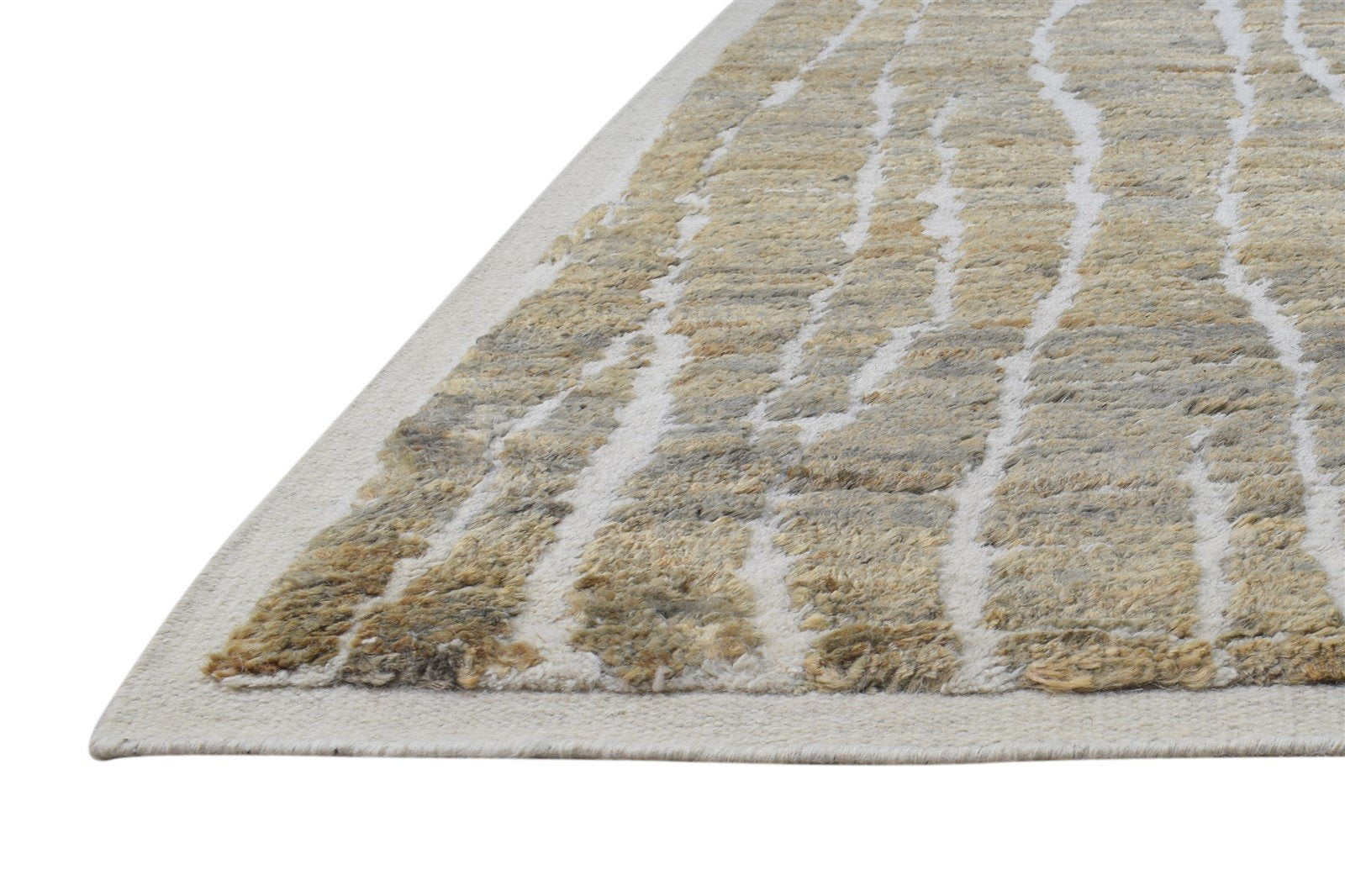 Brown Wool / Jute Rug 5X8 Modern Hand Knotted Scandinavian Abstract Room Size   7864879841429