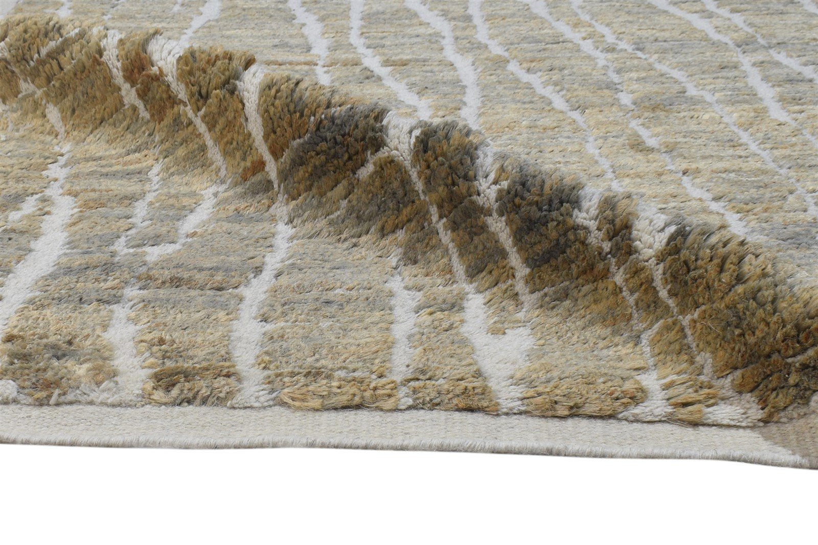 Brown Wool / Jute Rug 5X8 Modern Hand Knotted Scandinavian Abstract Room Size   7864879841429