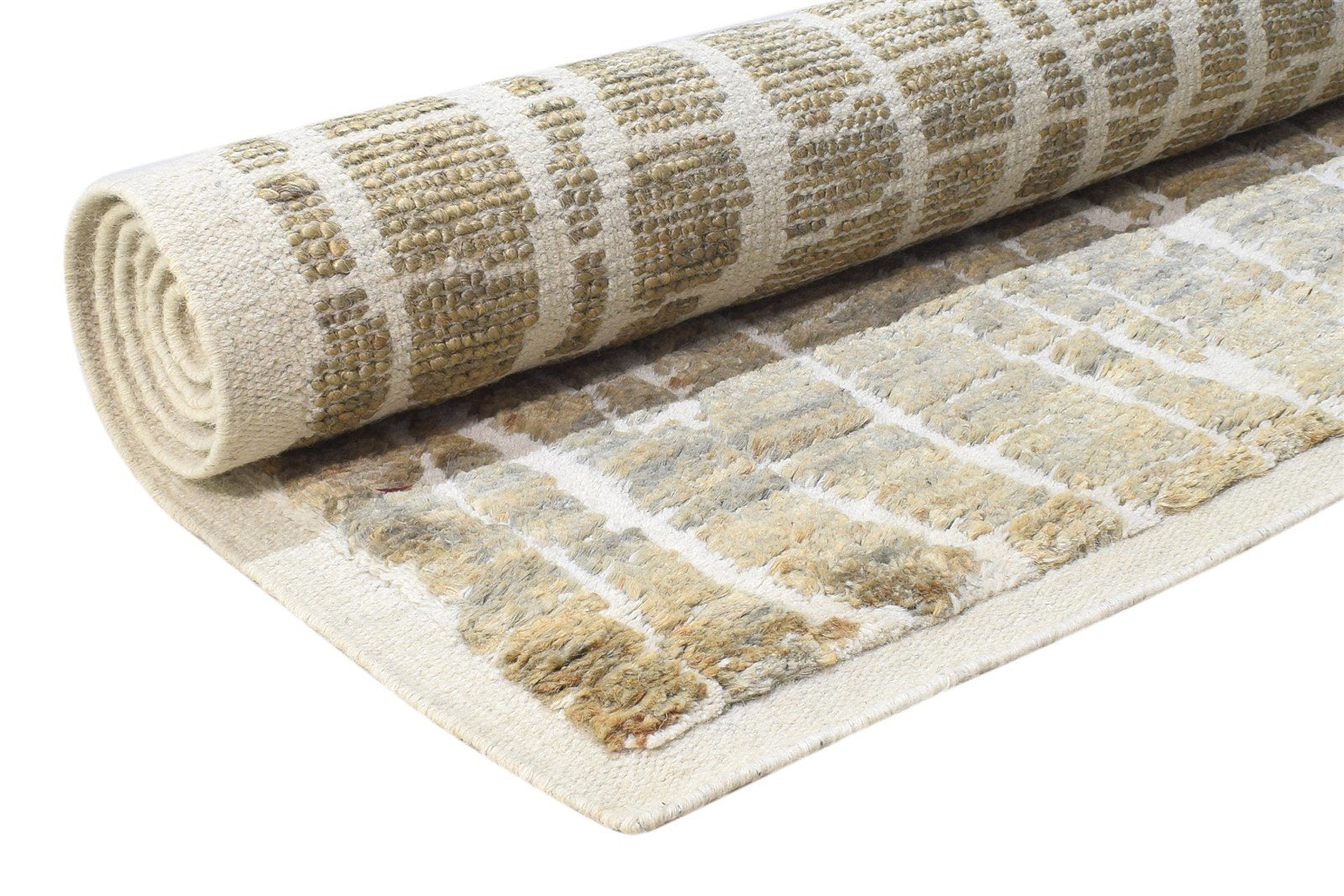 Brown Wool / Jute Rug 5X8 Modern Hand Knotted Scandinavian Abstract Room Size   7864879841429