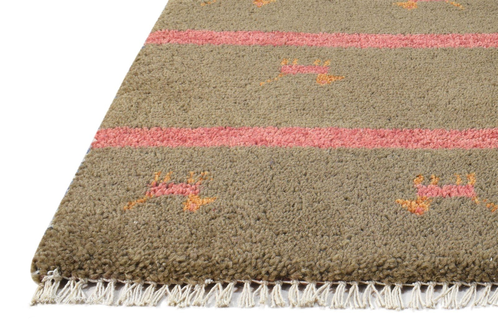 Brown Wool Rug 1' X 2' Southwestern Hand Knotted American Tribal Small Carpet   7865090769045