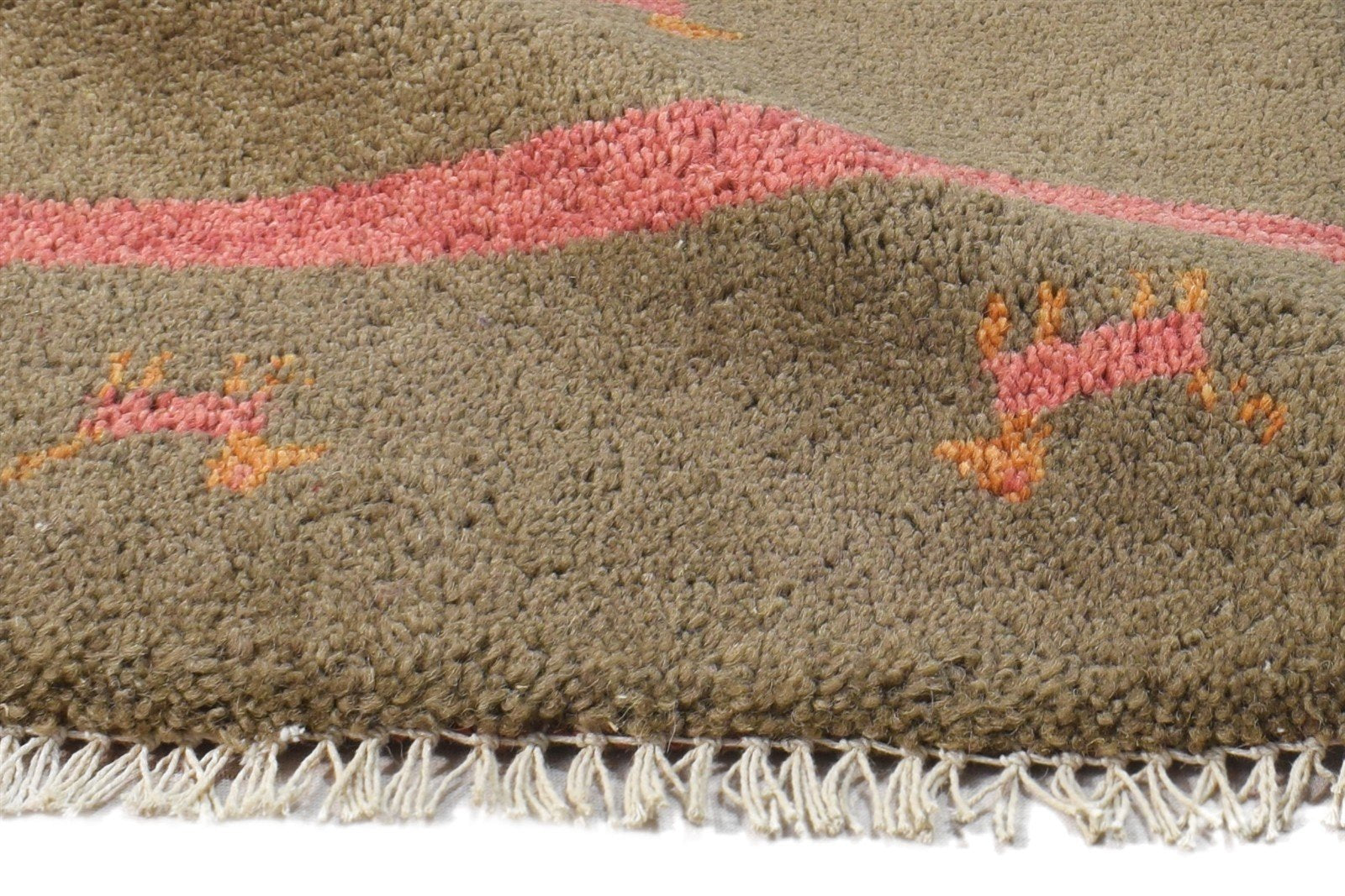 Brown Wool Rug 1' X 2' Southwestern Hand Knotted American Tribal Small Carpet   7865090769045