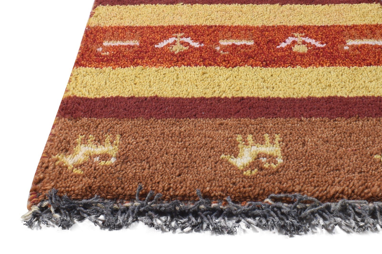 Brown Wool Rug 1' X 2' Southwestern Hand Knotted American Tribal Small Carpet   7865060196501