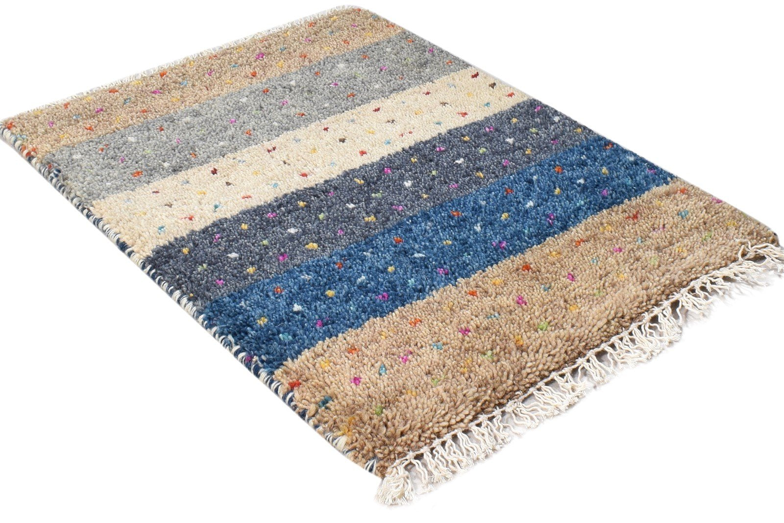 Brown Wool Rug 1' X 2' Southwestern Hand Knotted Gabbeh Tribal Small Carpet   7865098666133