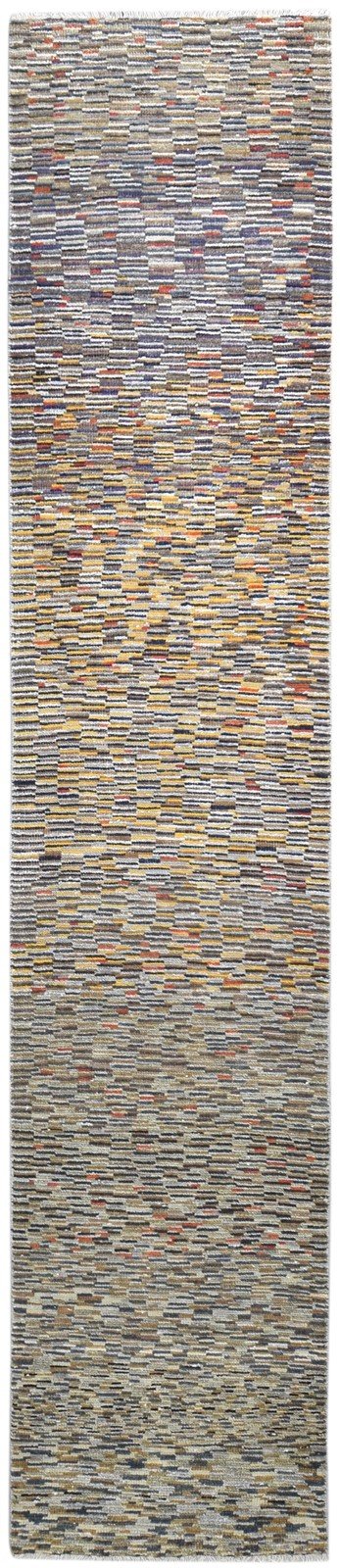 Brown Wool Rug 2'6 X 12' Modern Hand Knotted American Abstract Small Runner   7865149948053