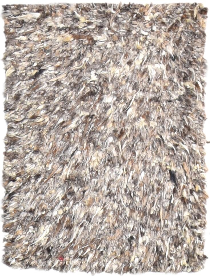 Brown Wool Rug 2' X 3' Shag Hand Knotted Indian Modern Small Carpet   7865136644245