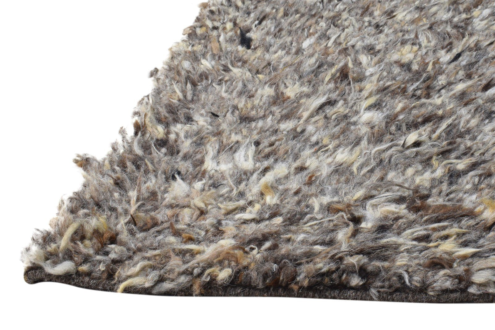 Brown Wool Rug 2' X 3' Shag Hand Knotted Indian Modern Small Carpet   7865136644245