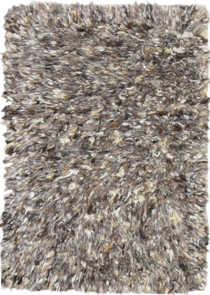 Brown Wool Rug 2' X 3' Shag Hand Knotted Scandinavian Modern Small Carpet   7865136677013