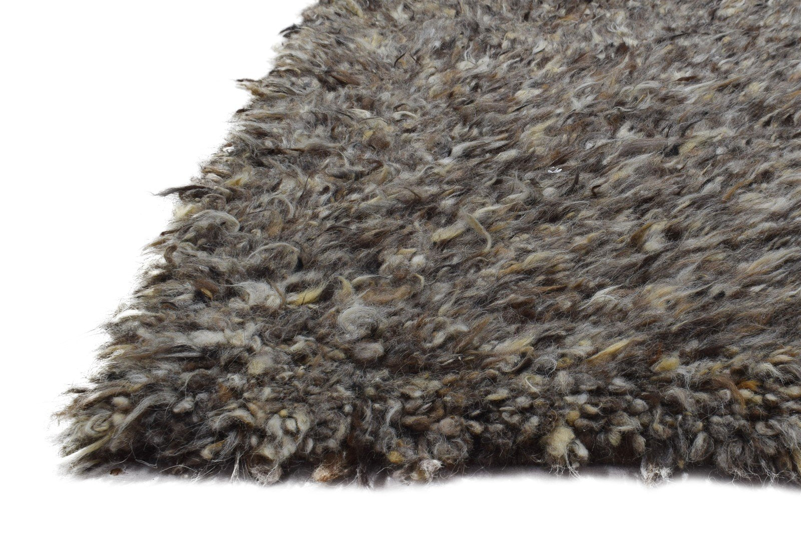 Brown Wool Rug 2' X 3' Shag Hand Knotted Scandinavian Modern Small Carpet   7865136677013