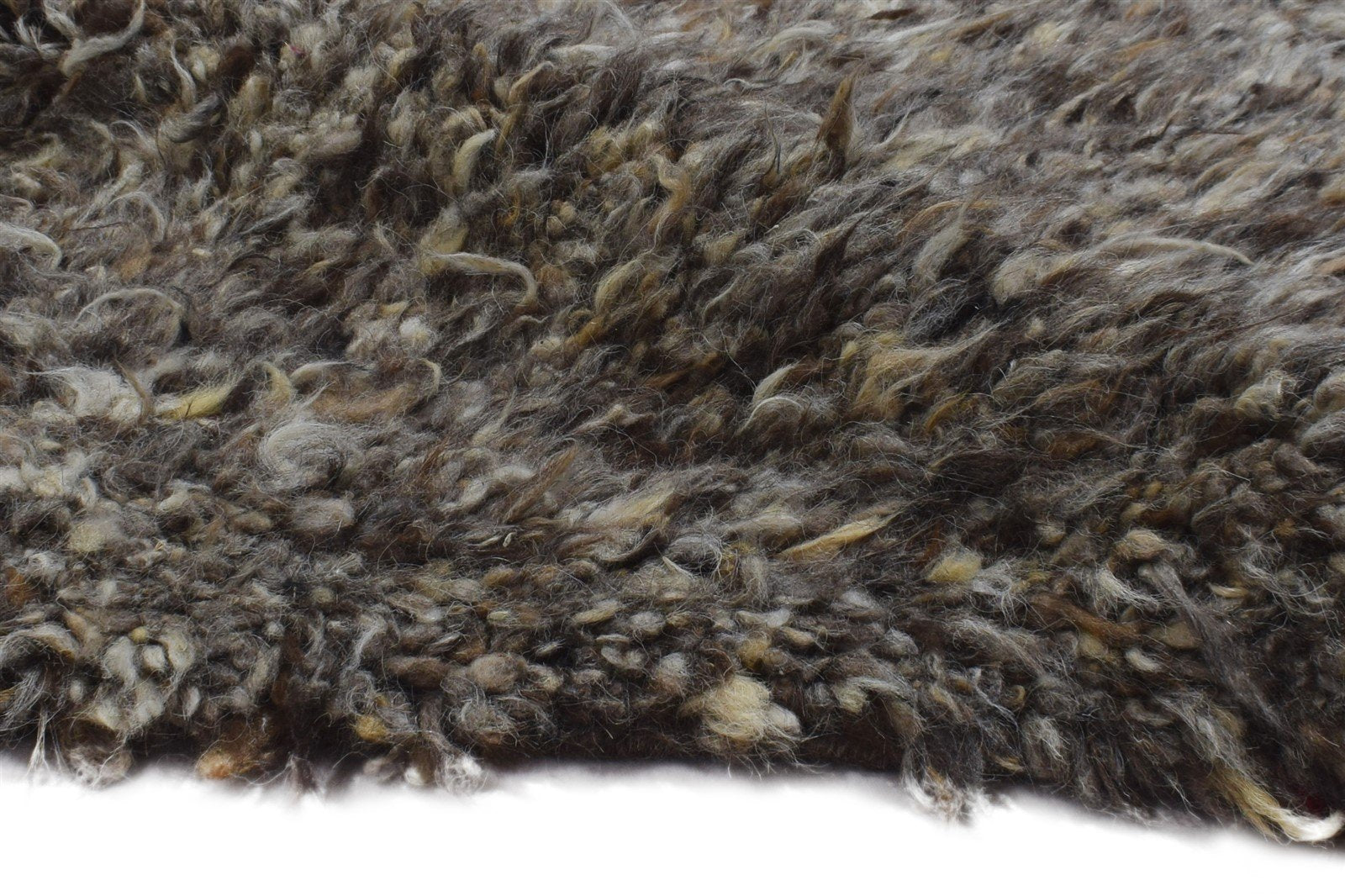 Brown Wool Rug 2' X 3' Shag Hand Knotted Scandinavian Modern Small Carpet   7865136677013